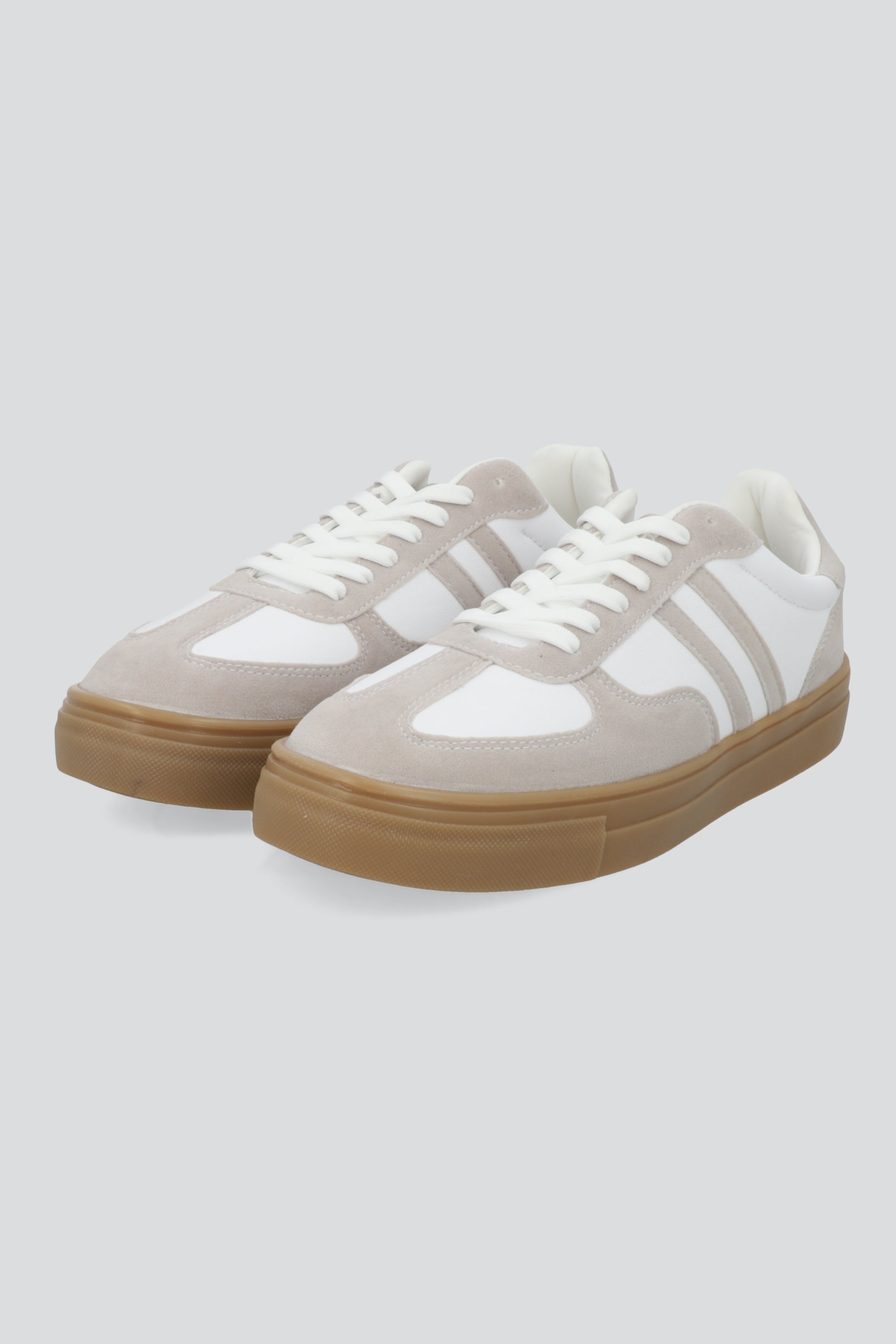 TENIS DOS LINEAS SUELA ALTA TAUPE