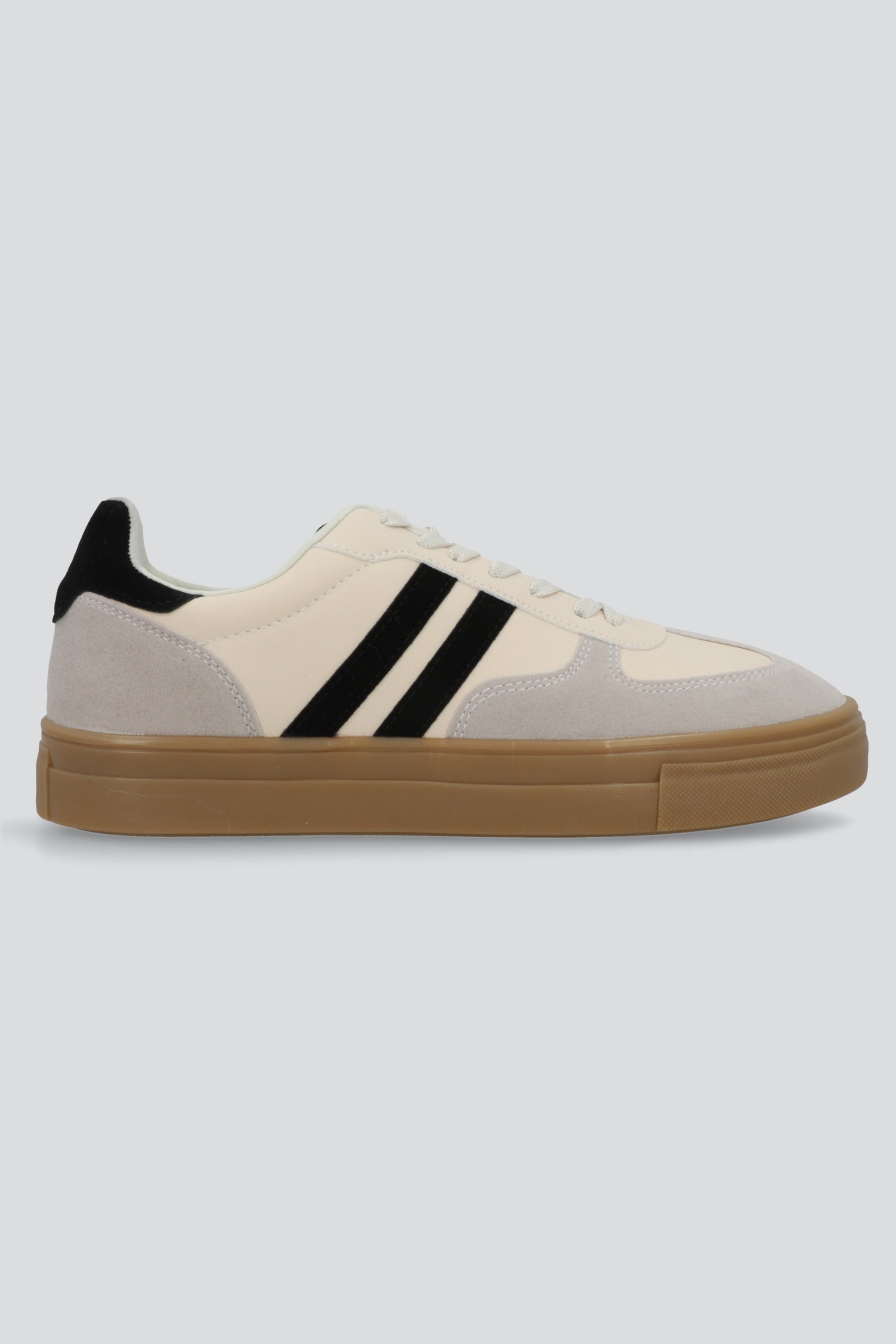 TENIS DOS LINEAS SUELA ALTA NEGRO