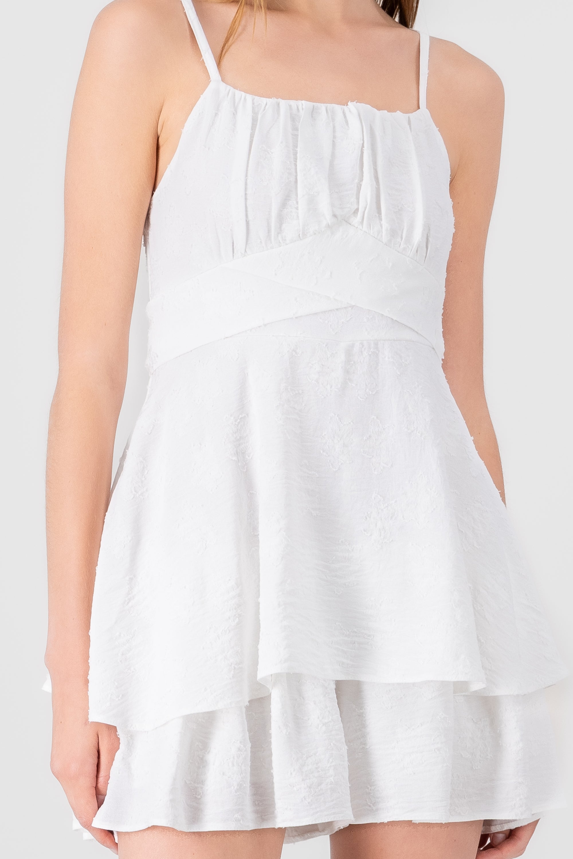 Vestido tirantes doble olan BLANCO