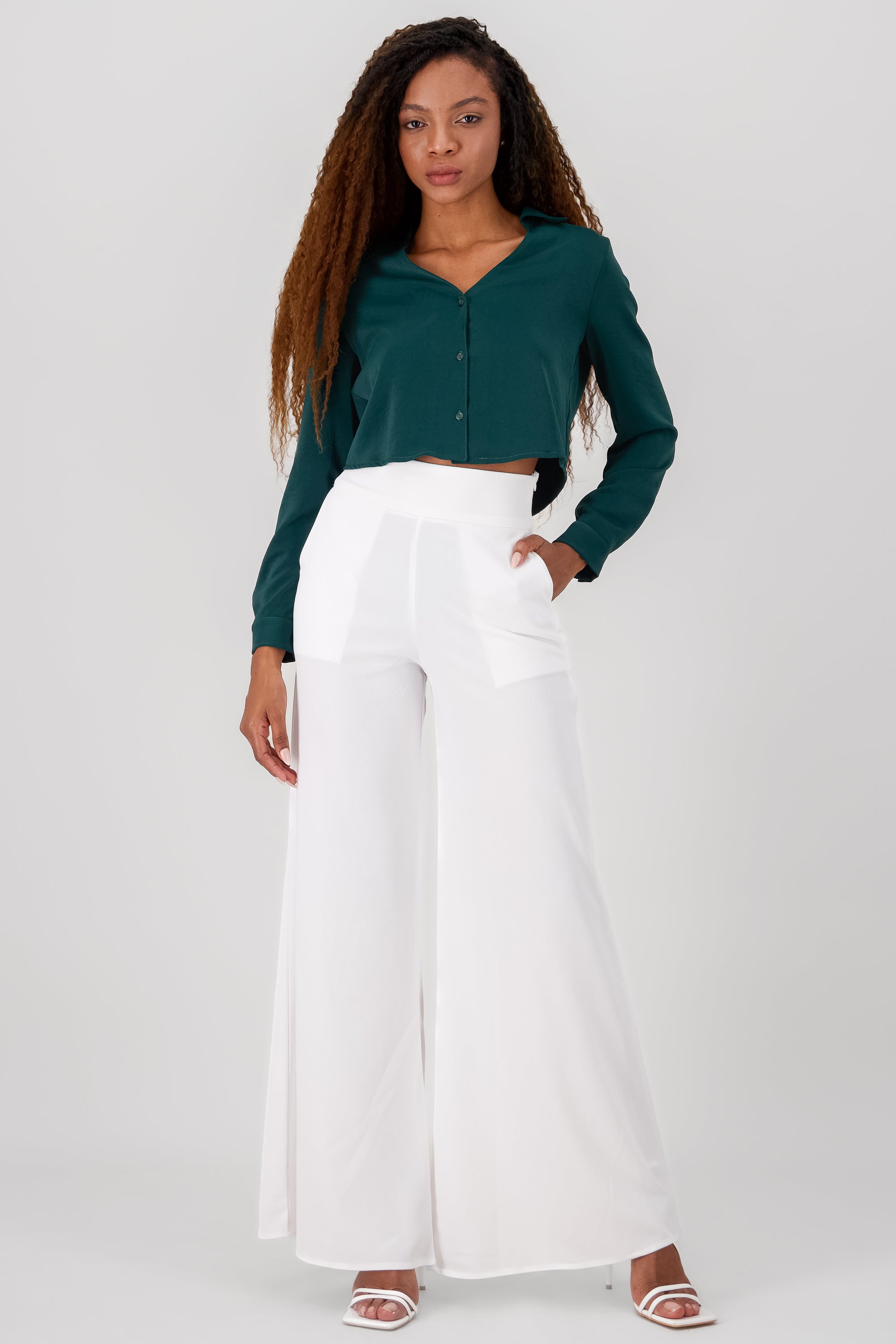 Pantalon liso cierre BLANCO