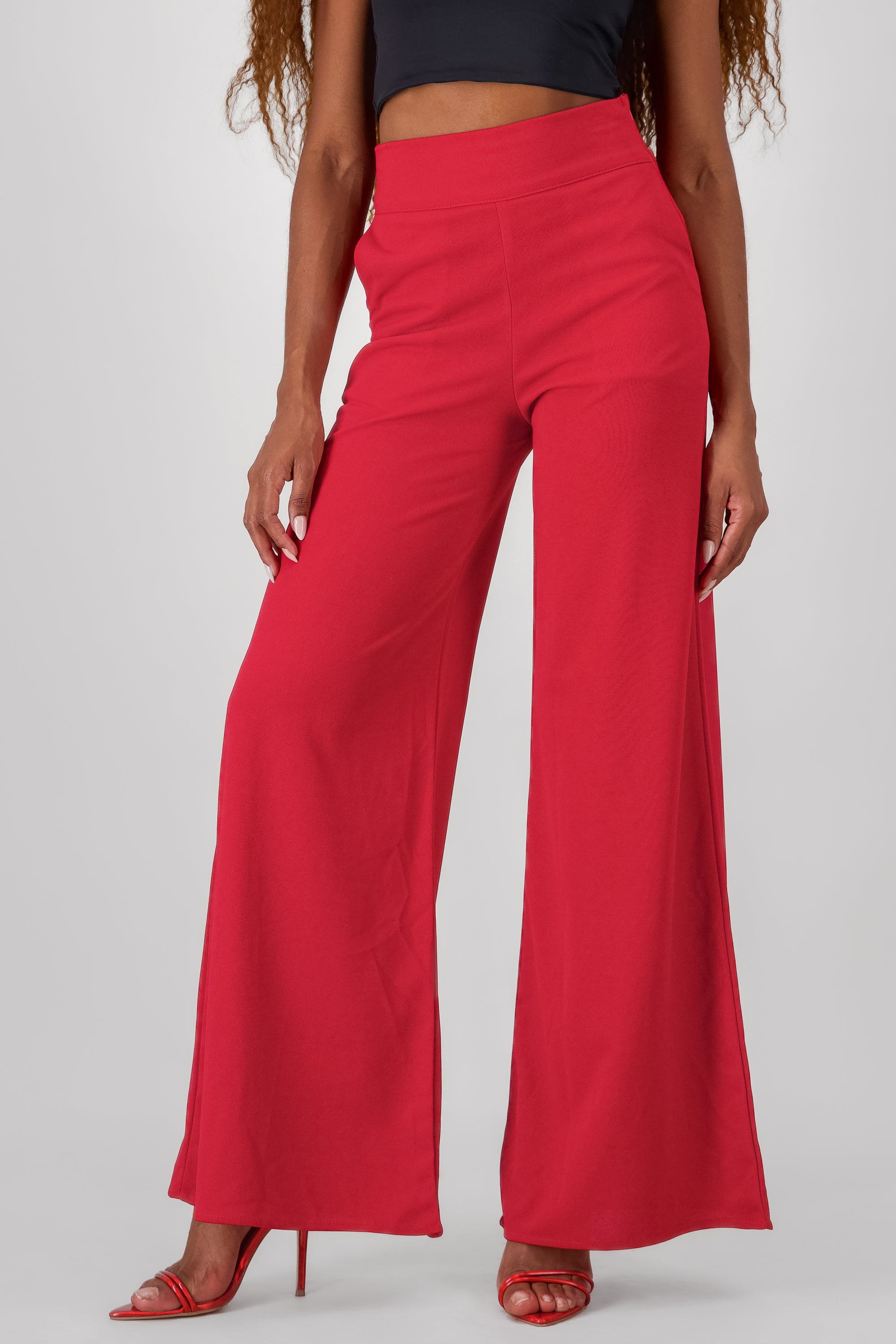 Pantalon liso cierre ROJO QUEMADO