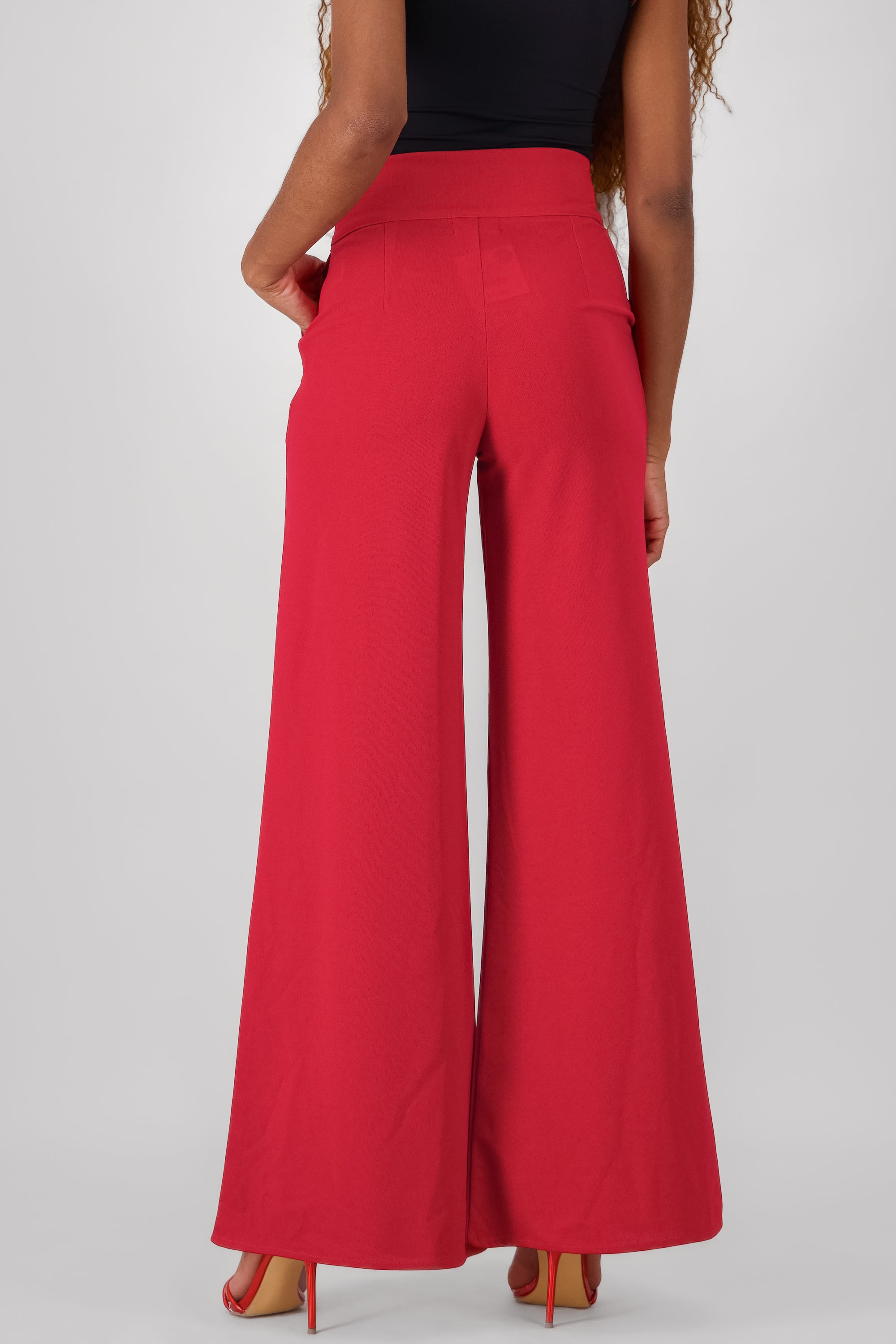 Pantalon liso cierre ROJO QUEMADO