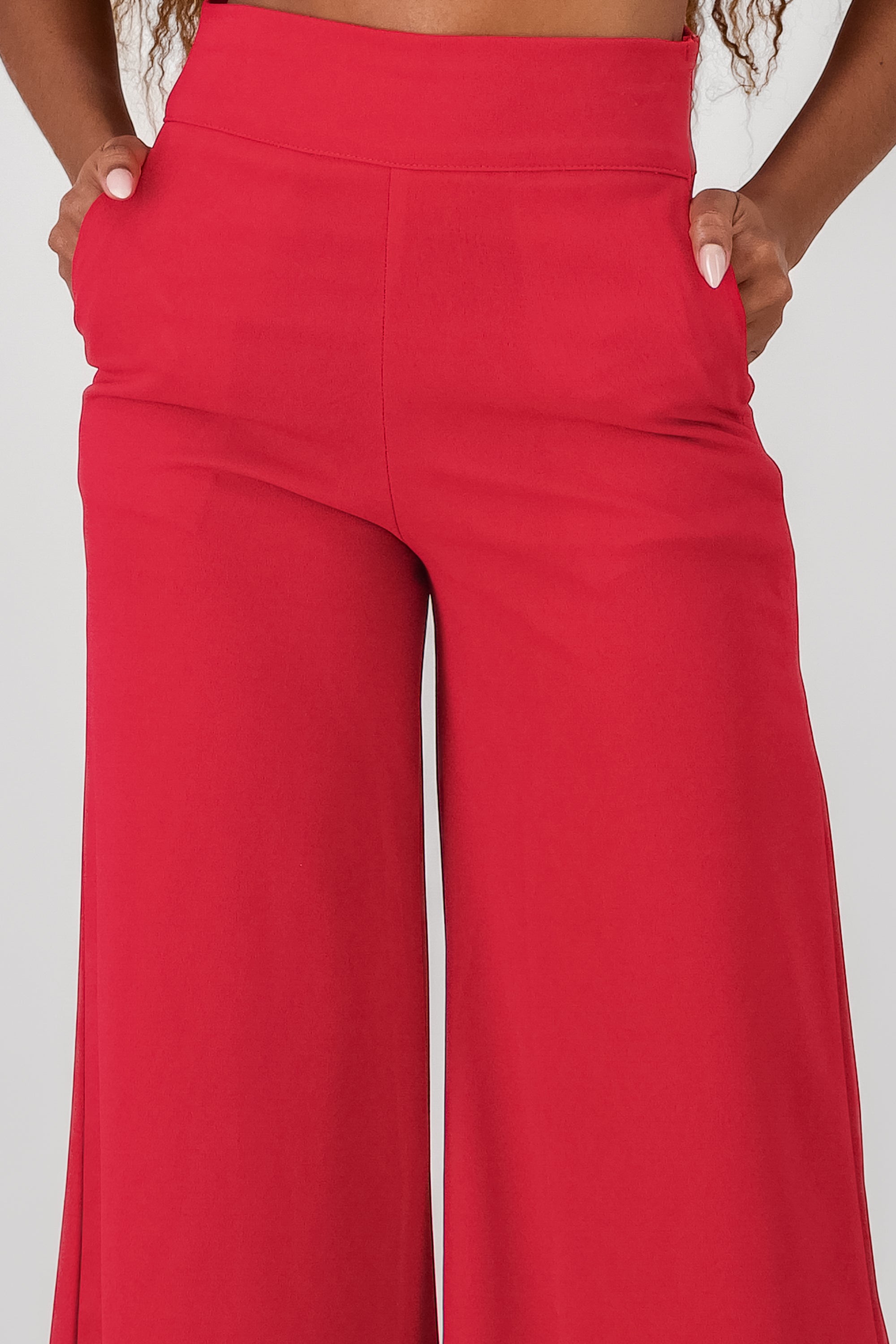 Pantalon liso cierre ROJO QUEMADO