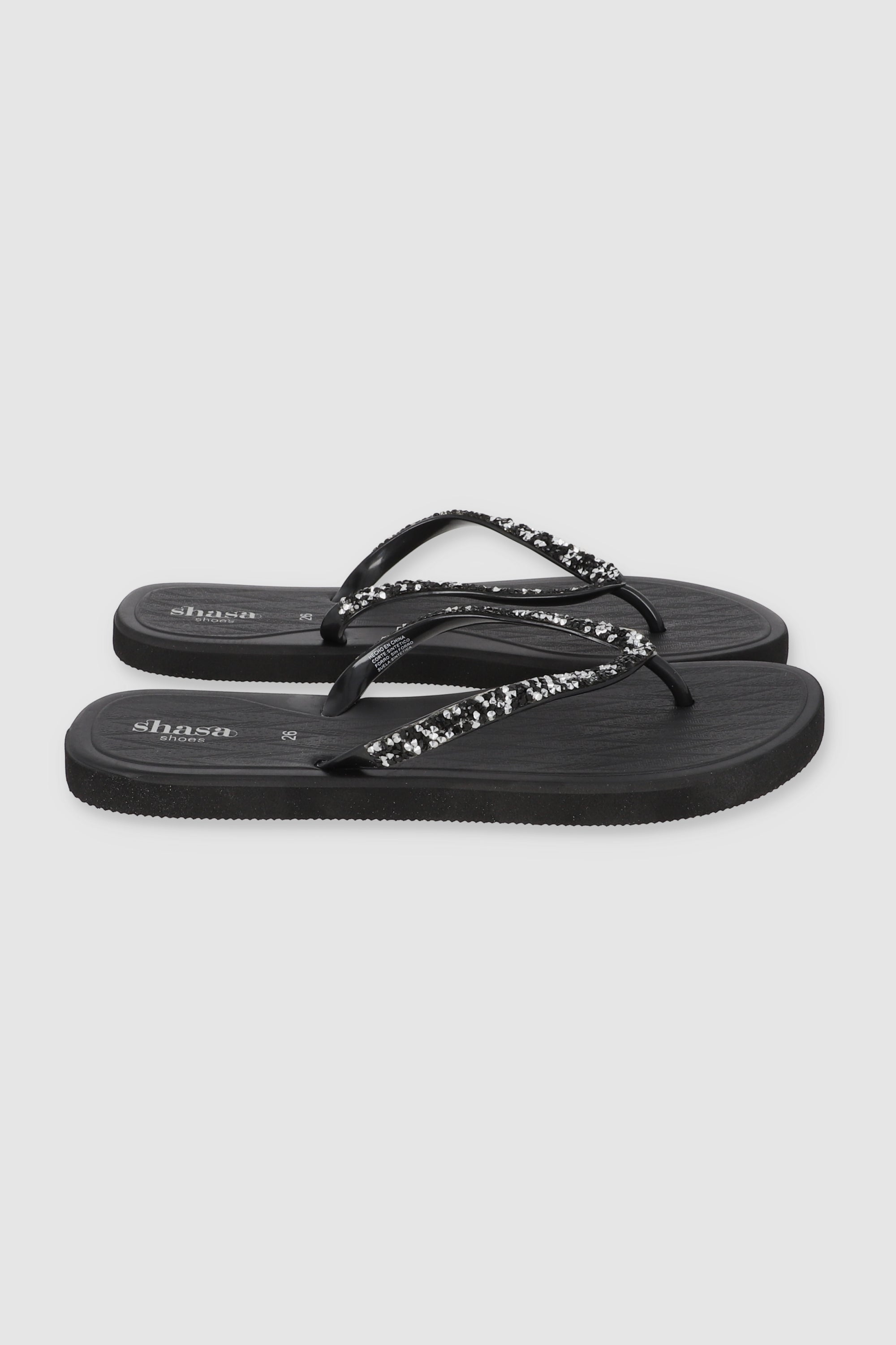 FLIP FLOPS CHINELA BRILLO ROCA NEGRO