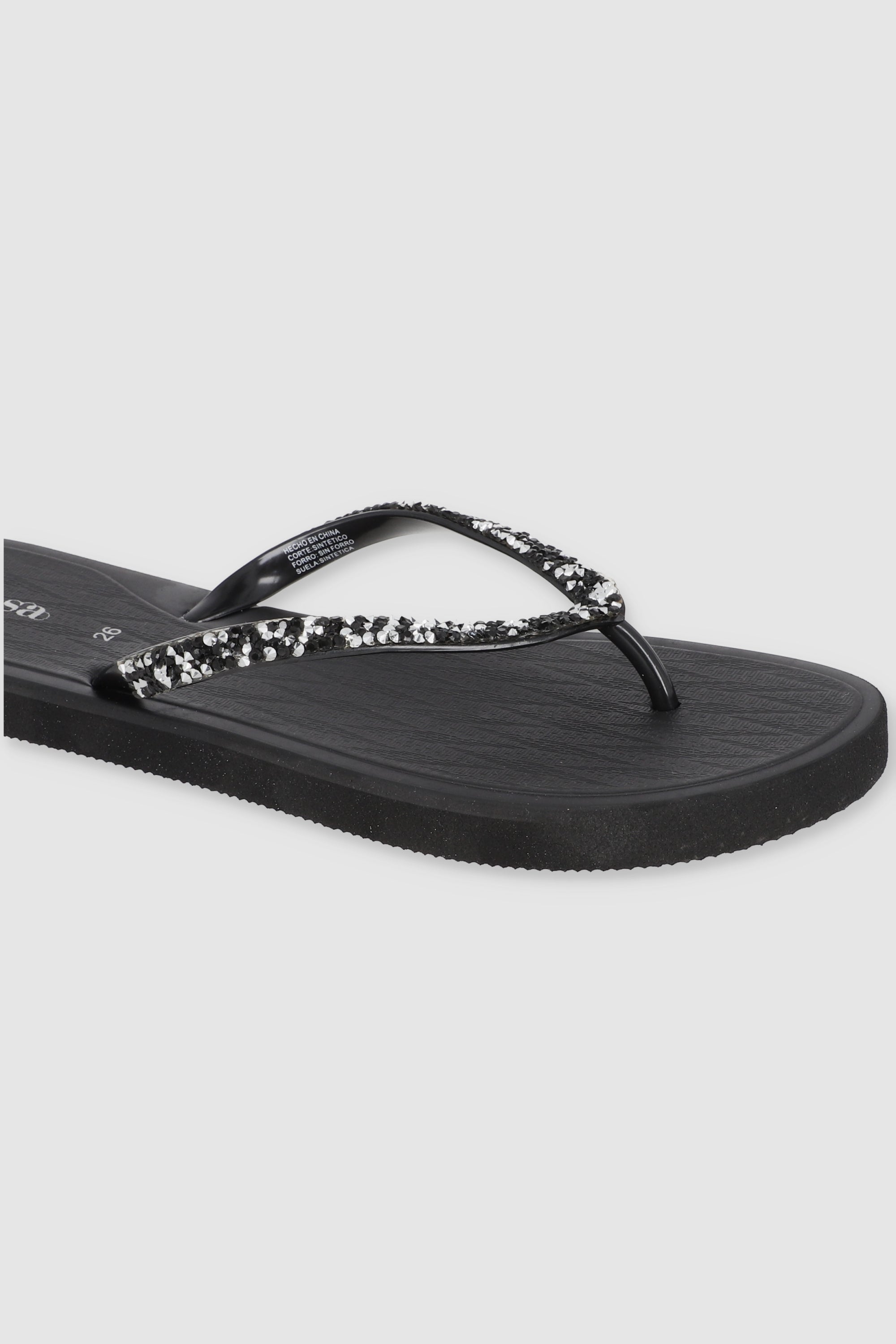 FLIP FLOPS CHINELA BRILLO ROCA NEGRO