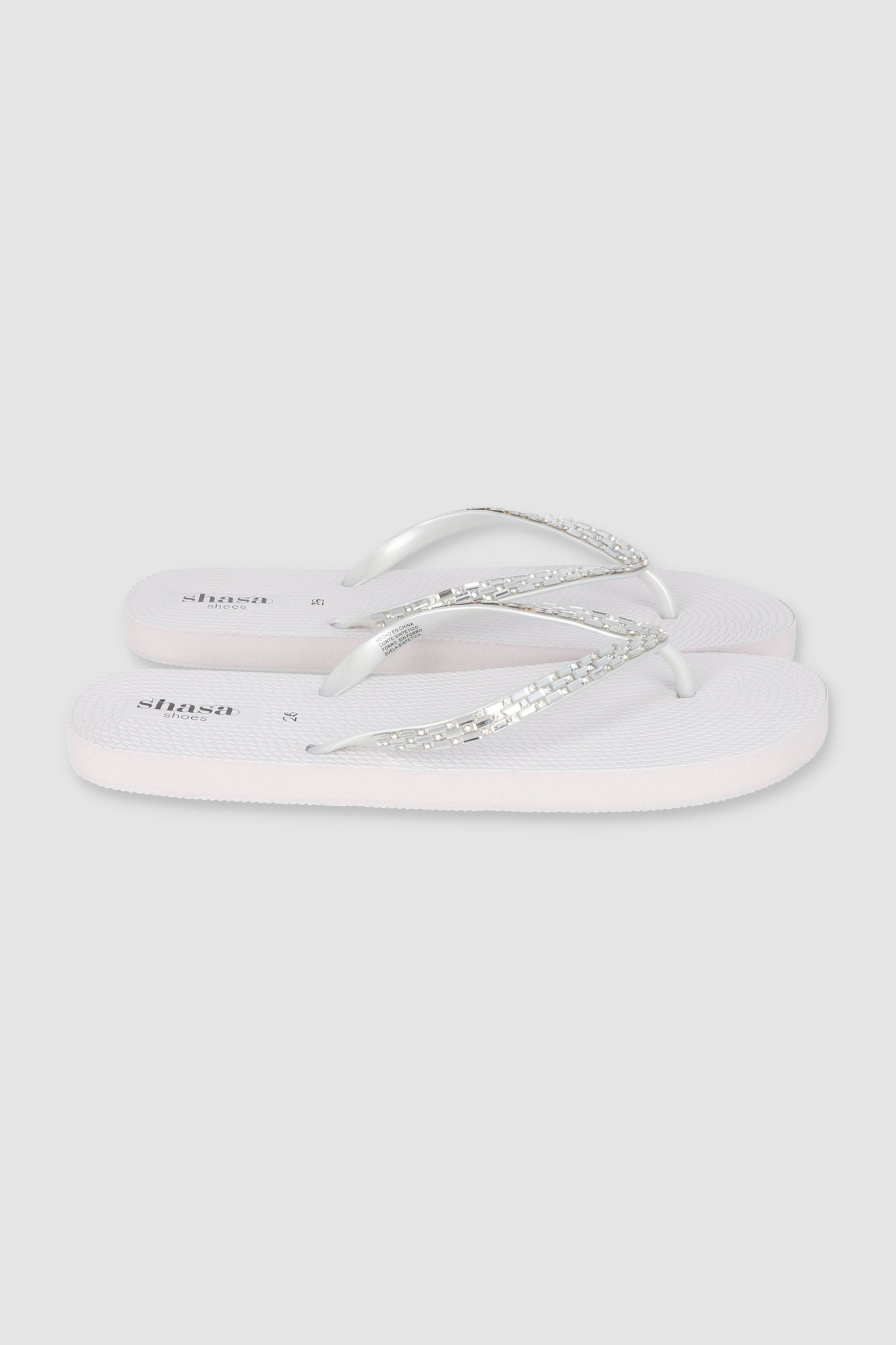 FLIP FLOPS BRILLOS RECTANGULO BLANCO