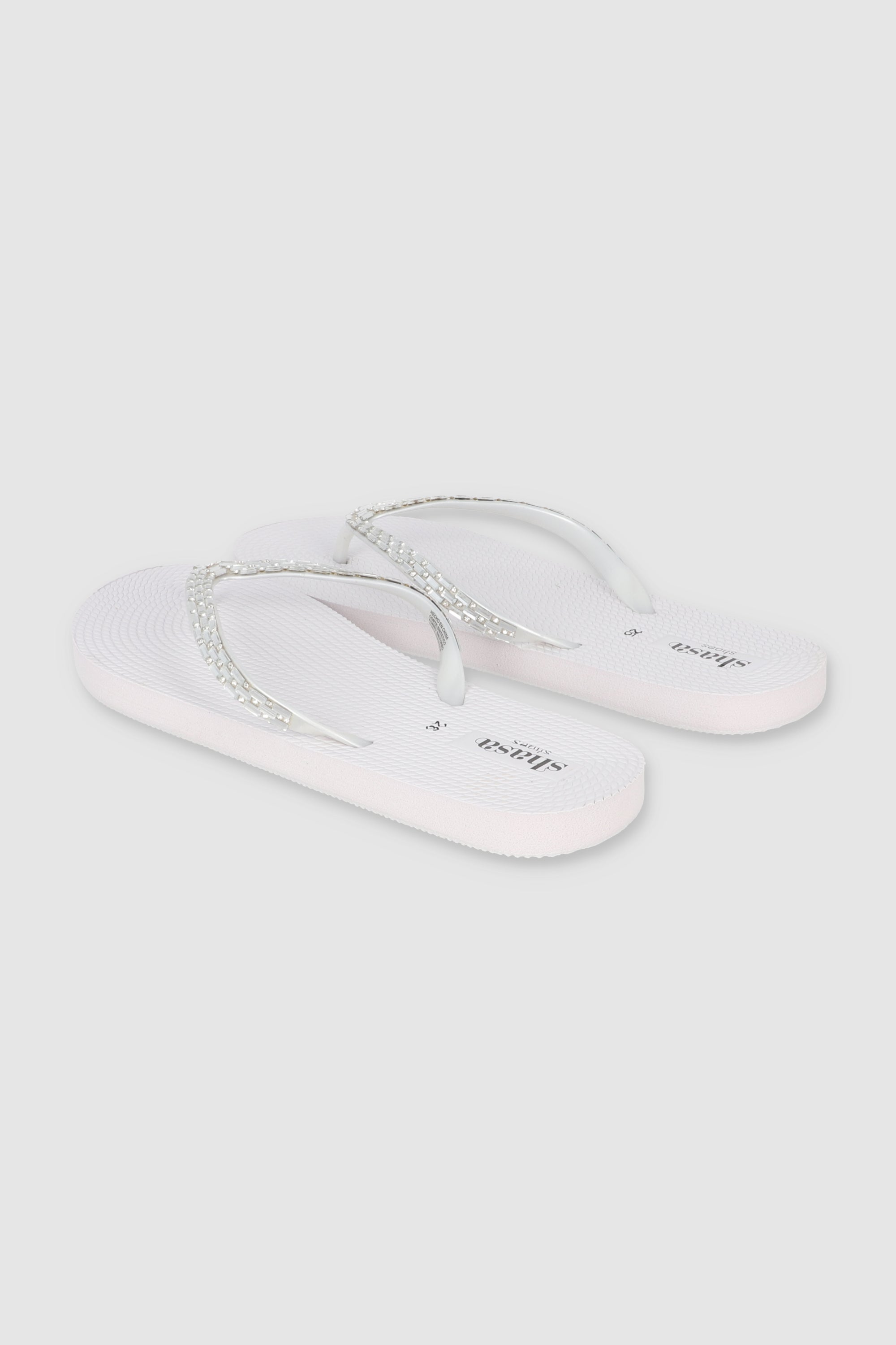 FLIP FLOPS BRILLOS RECTANGULO BLANCO