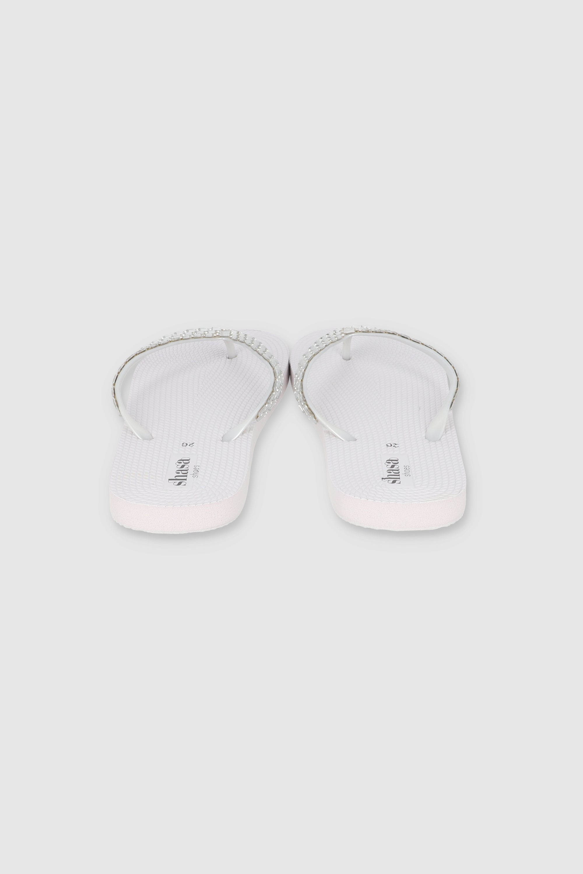 FLIP FLOPS BRILLOS RECTANGULO BLANCO