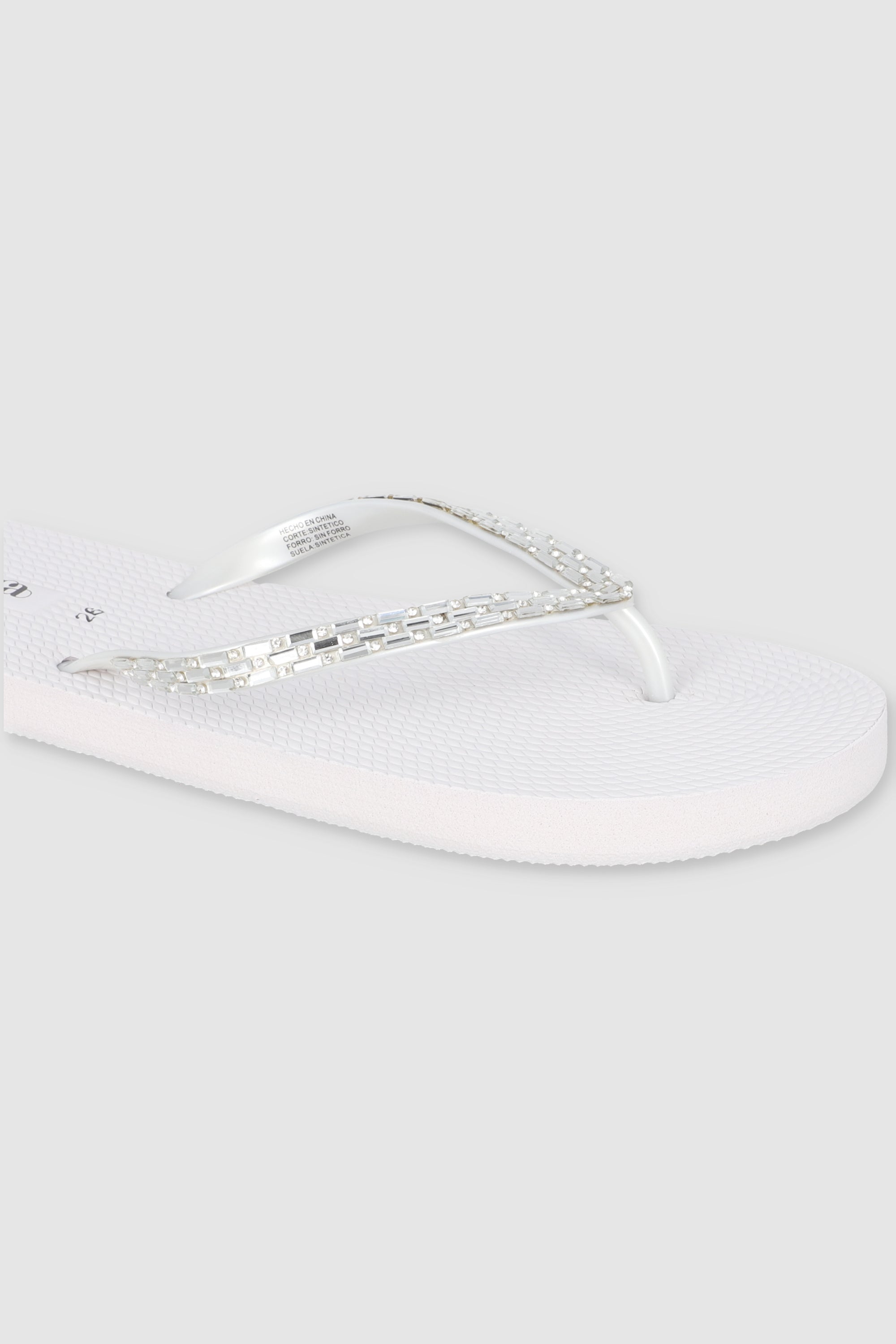 FLIP FLOPS BRILLOS RECTANGULO BLANCO