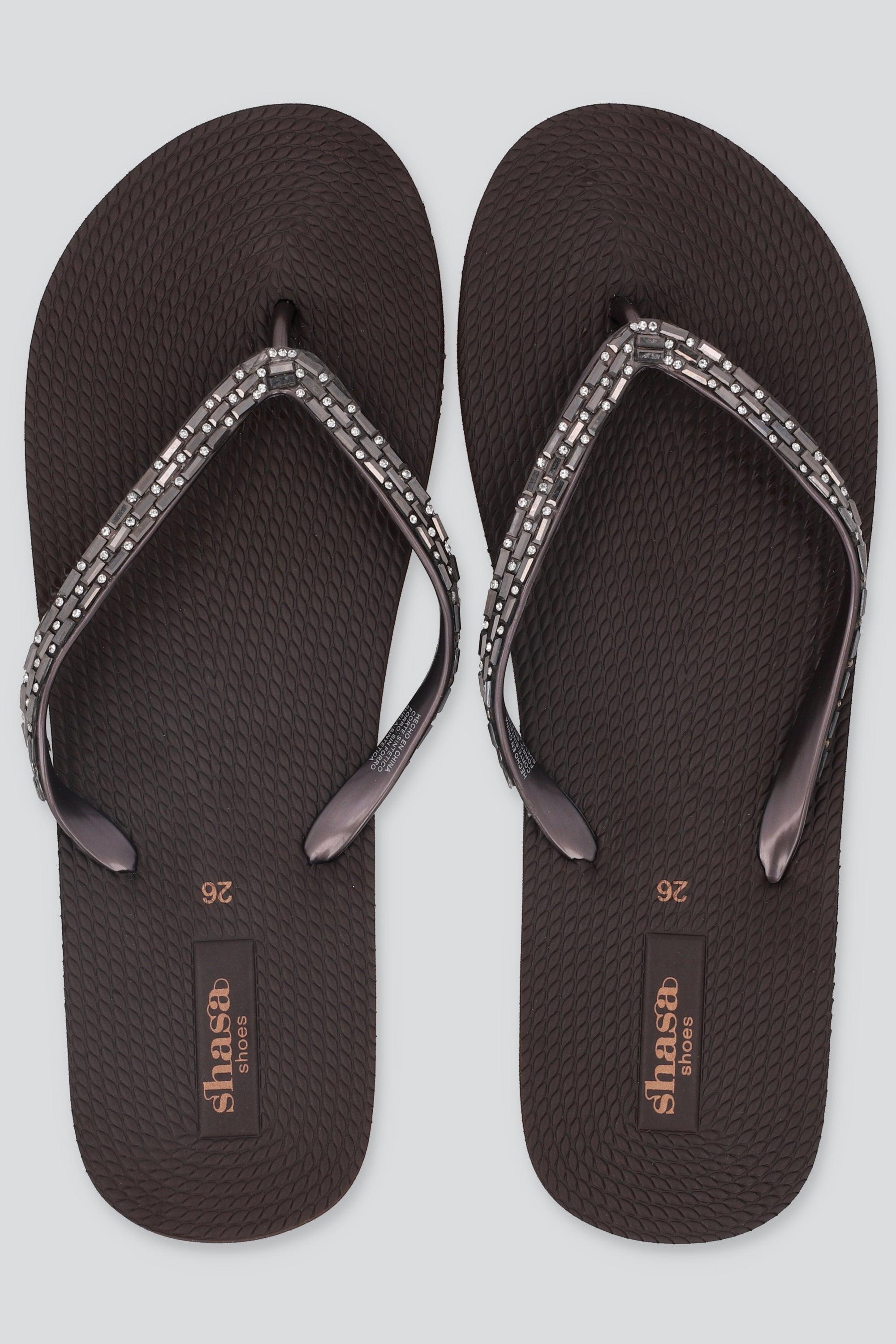 Flip Flops Brillos Rectángulo CAFE