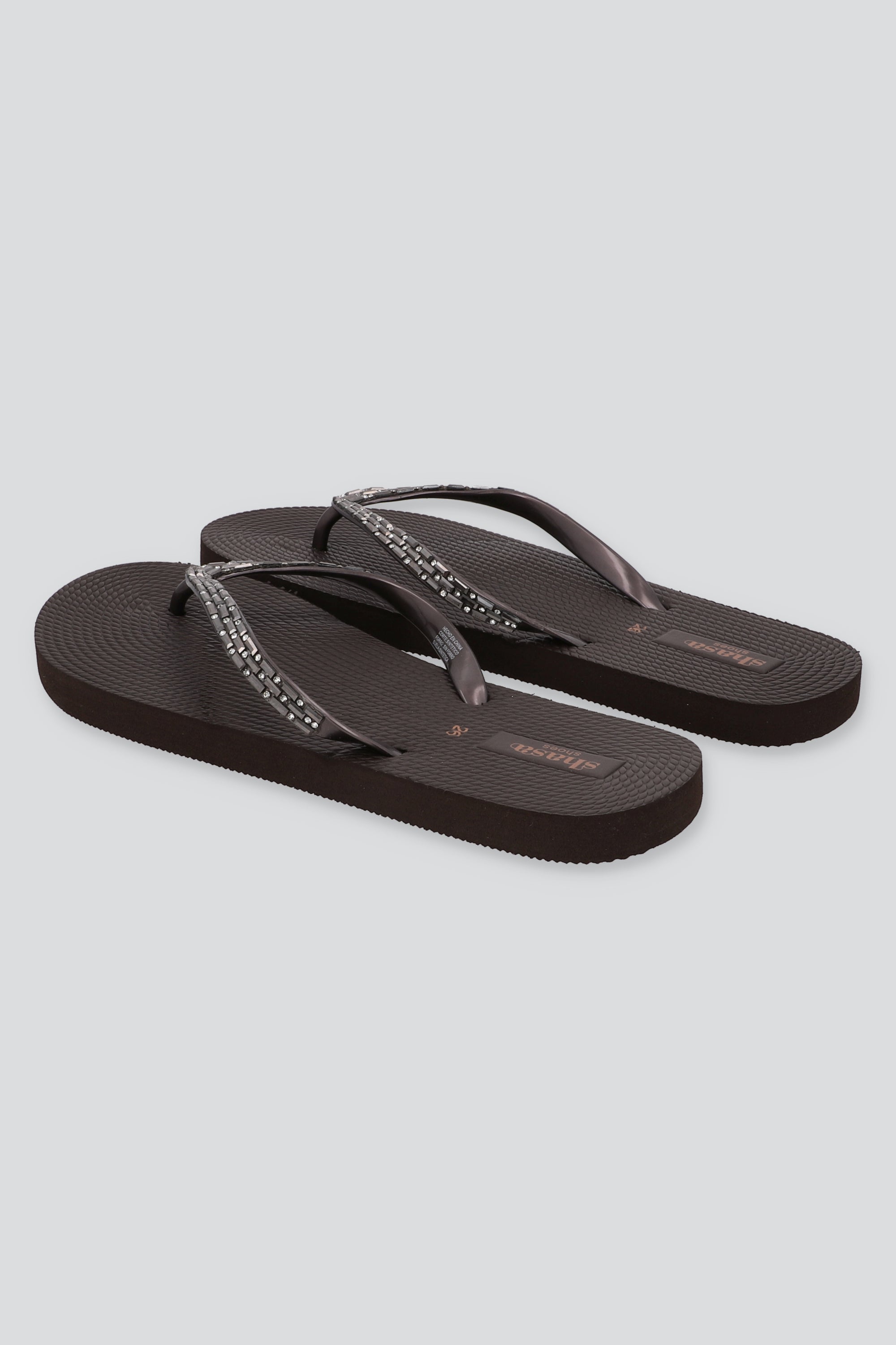 Flip Flops Brillos Rectángulo CAFE