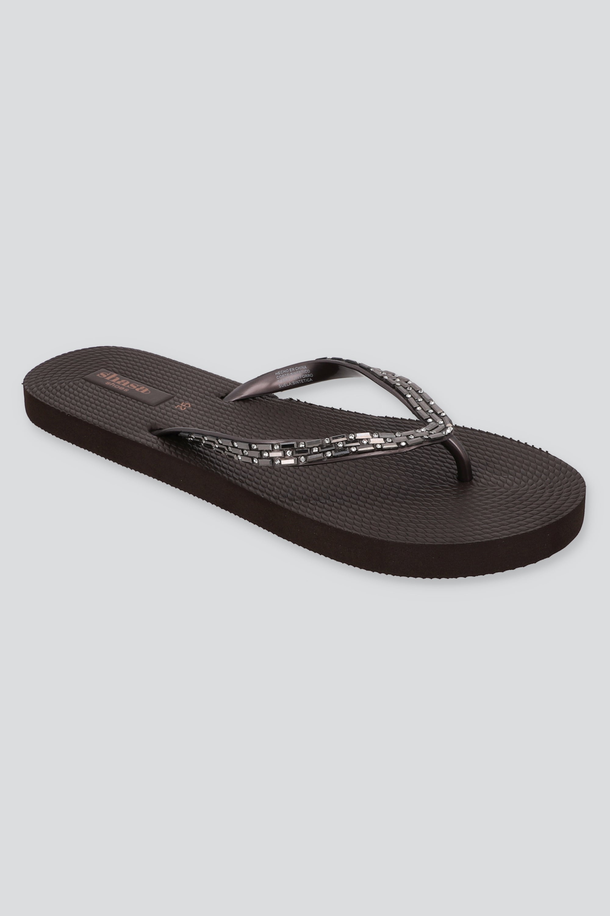 Flip Flops Brillos Rectángulo CAFE