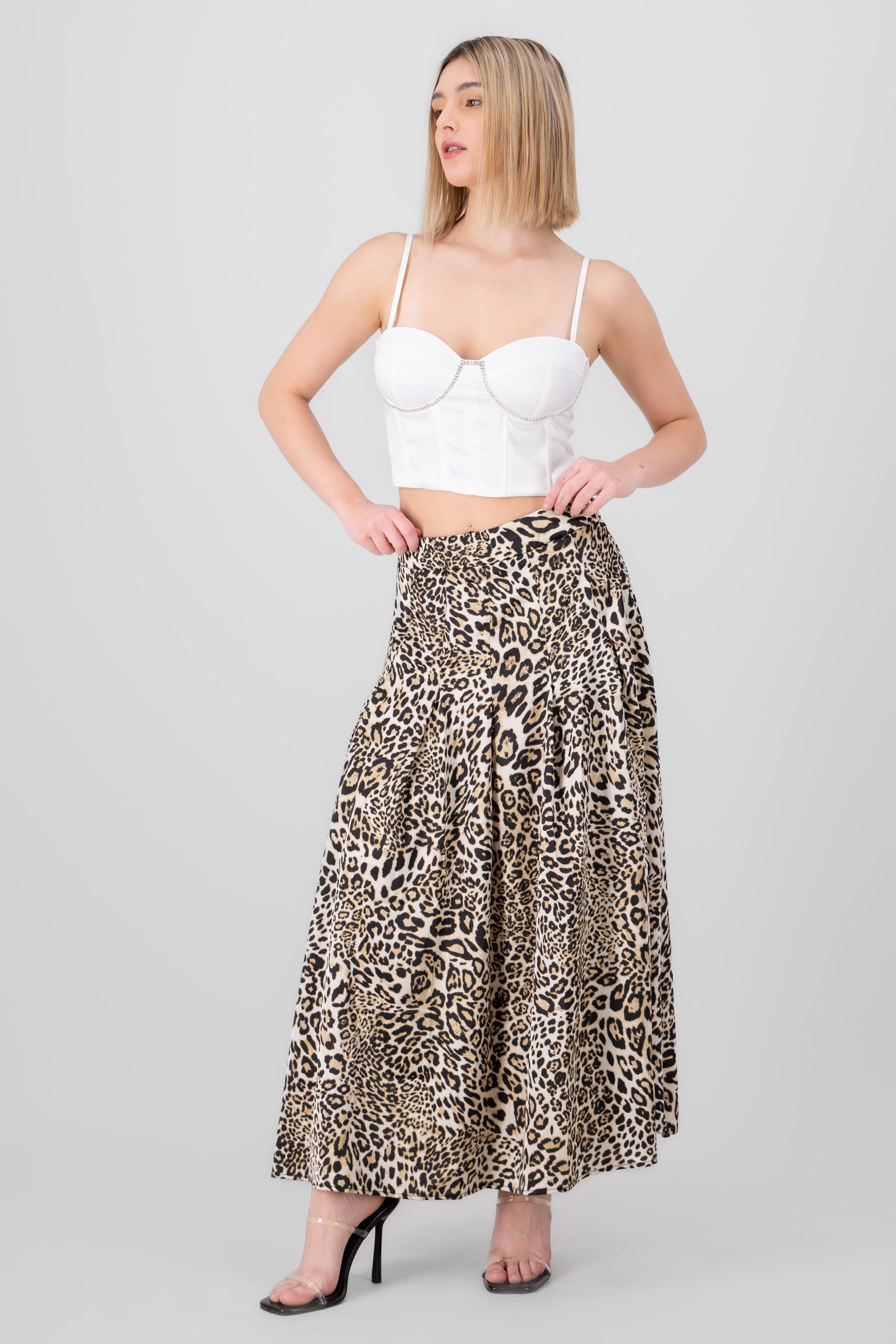 Maxi falda animal print CAFE COMBO