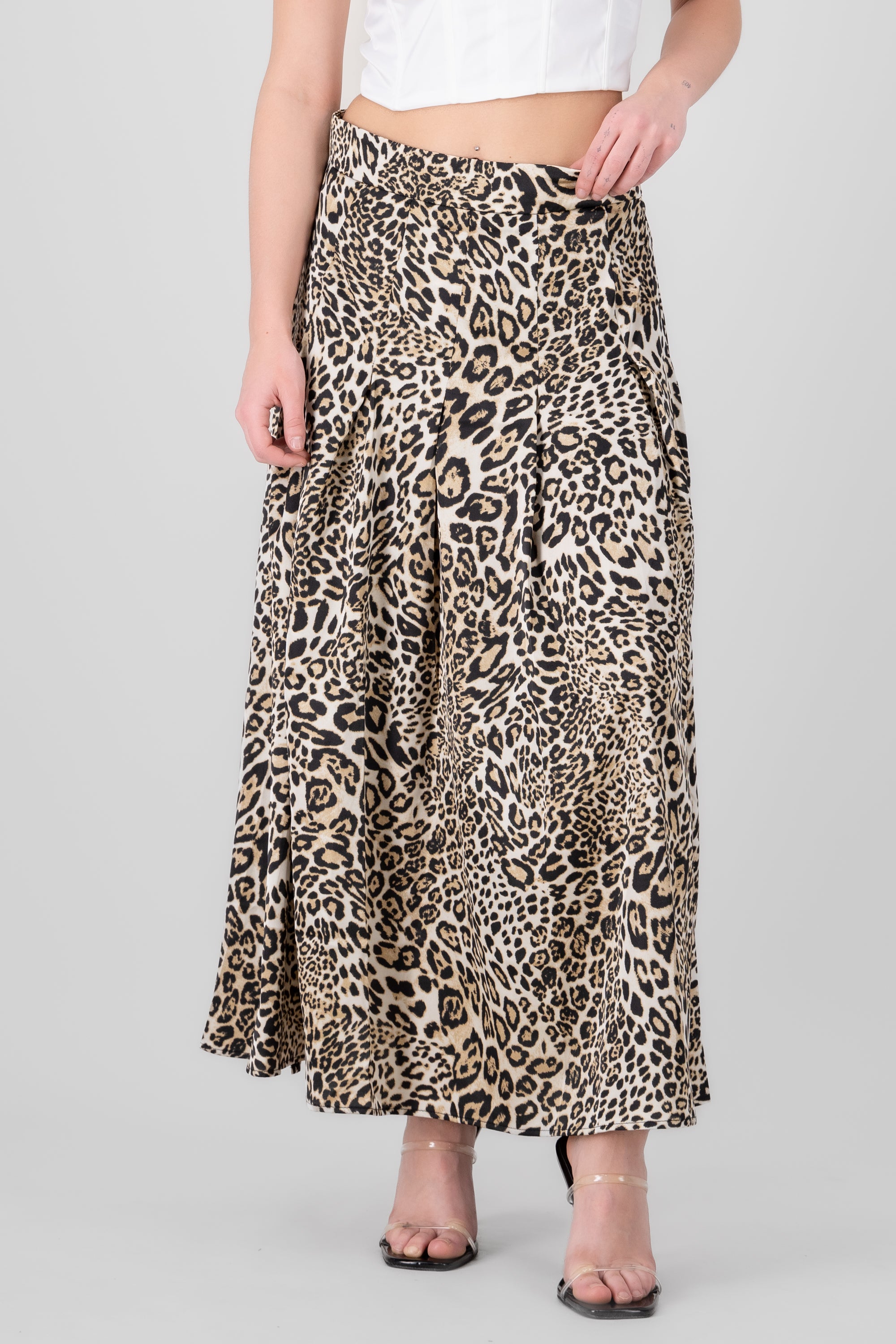 Maxi falda animal print CAFE COMBO