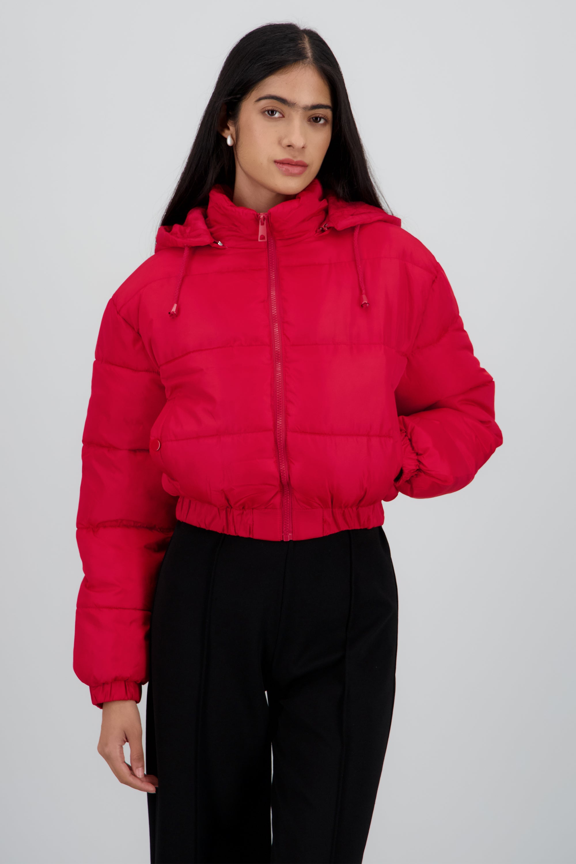 Chamarra puffer gorro ROJO