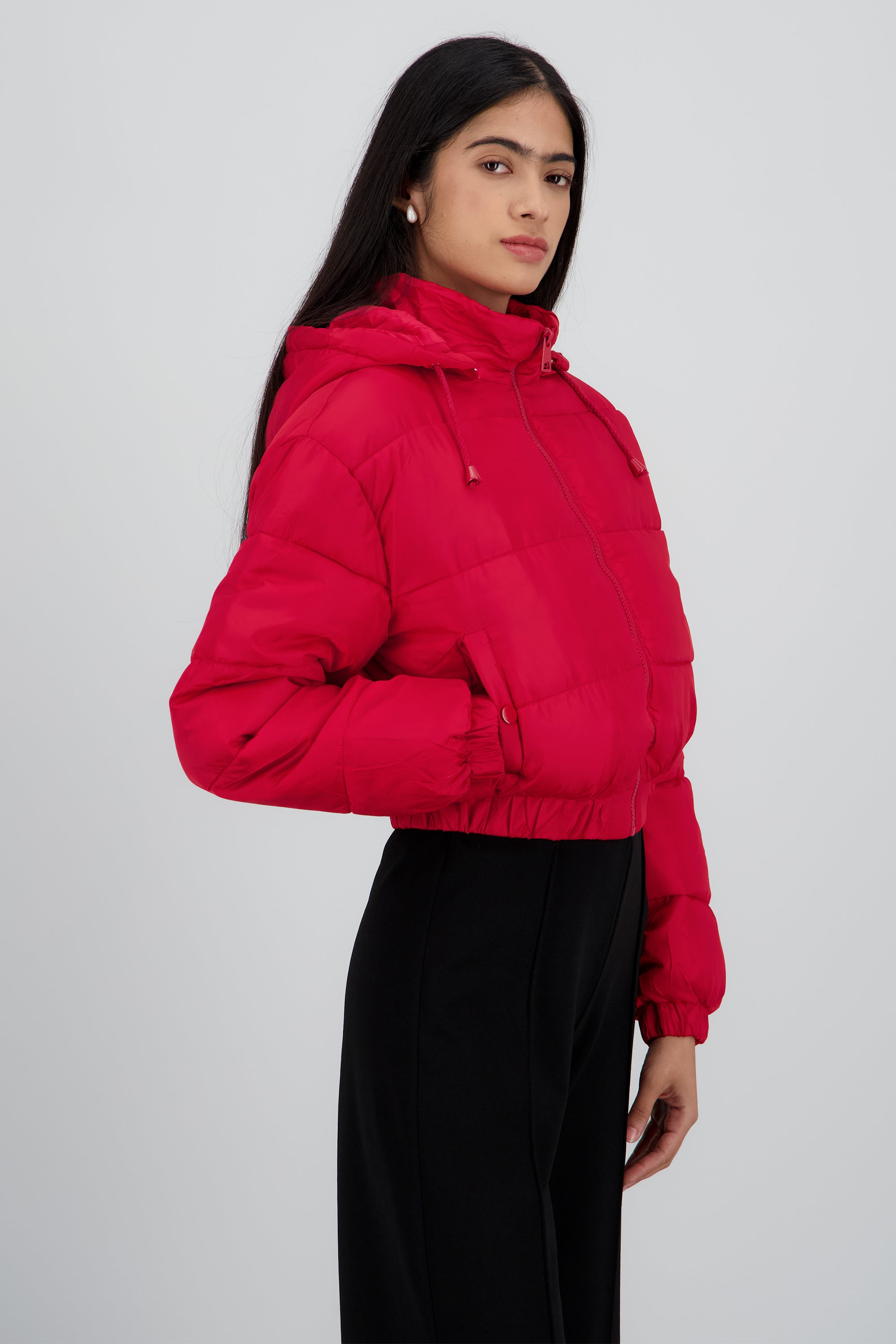 Chamarra puffer gorro ROJO