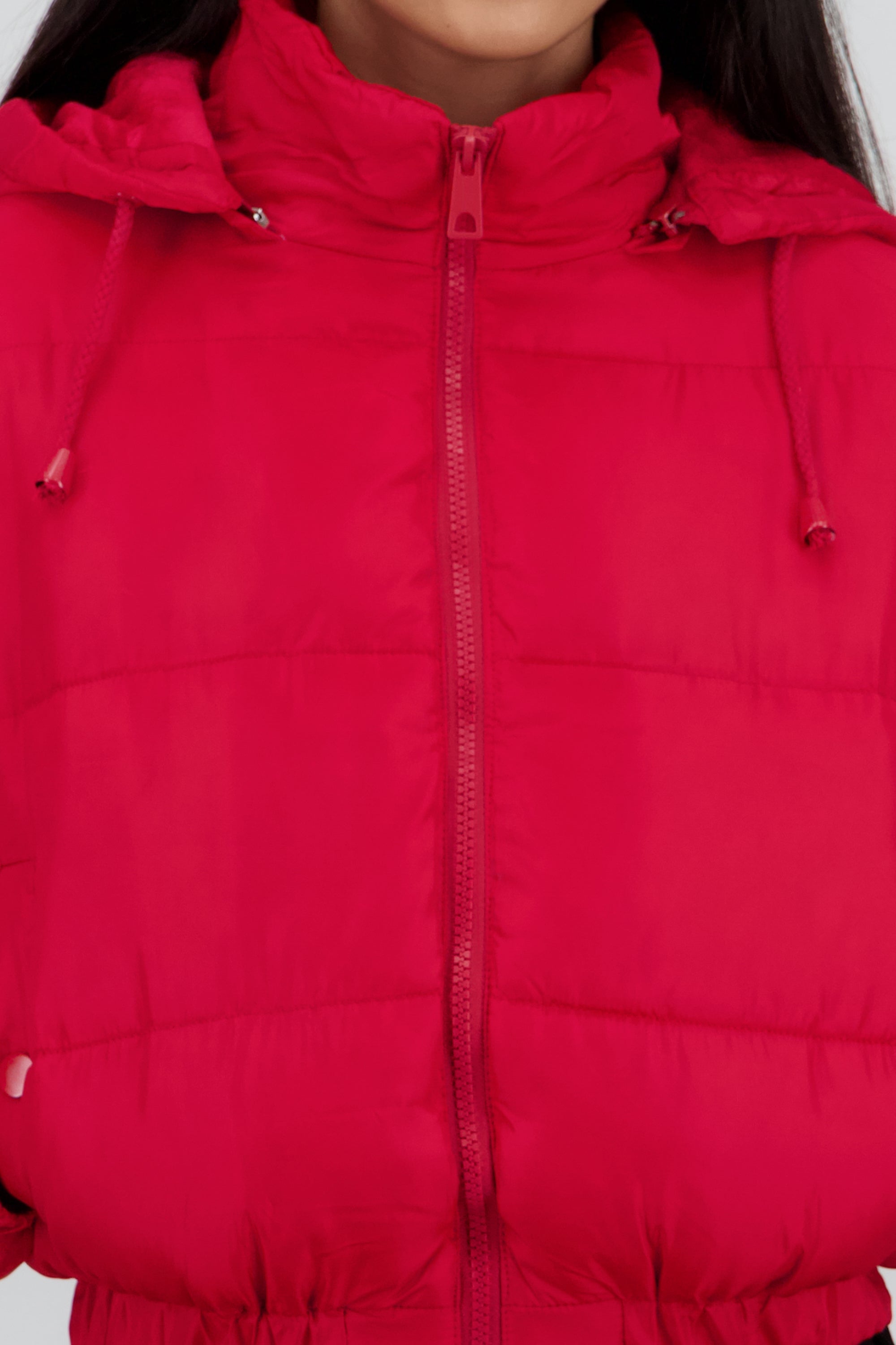 Chamarra puffer gorro ROJO