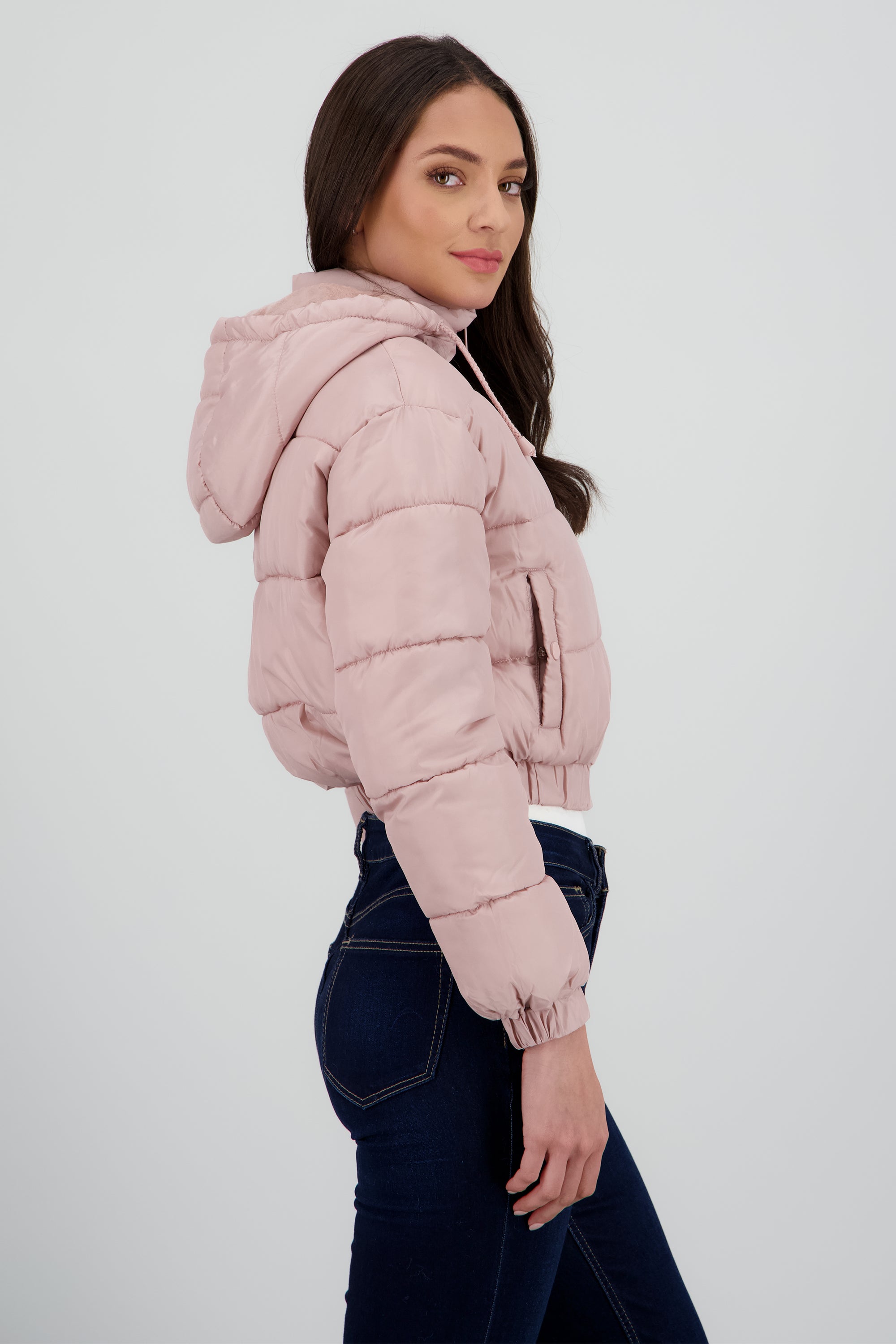 Chamarra puffer gorro PALO DE ROSA