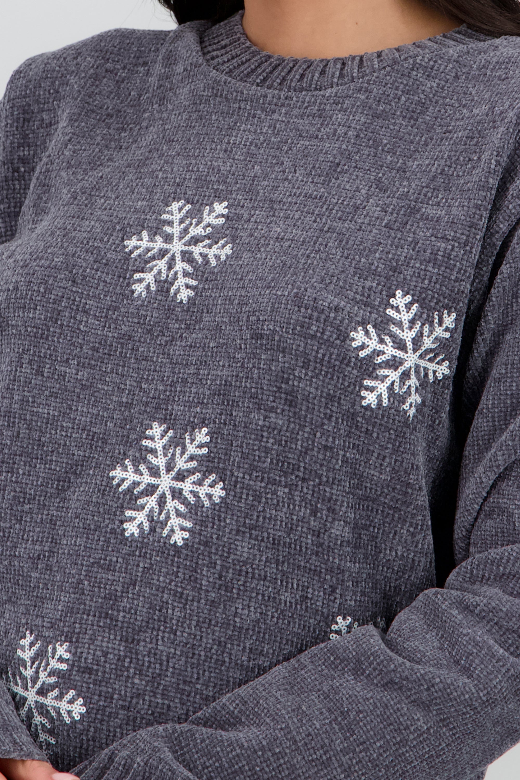 Sueter navideño copos GRIS