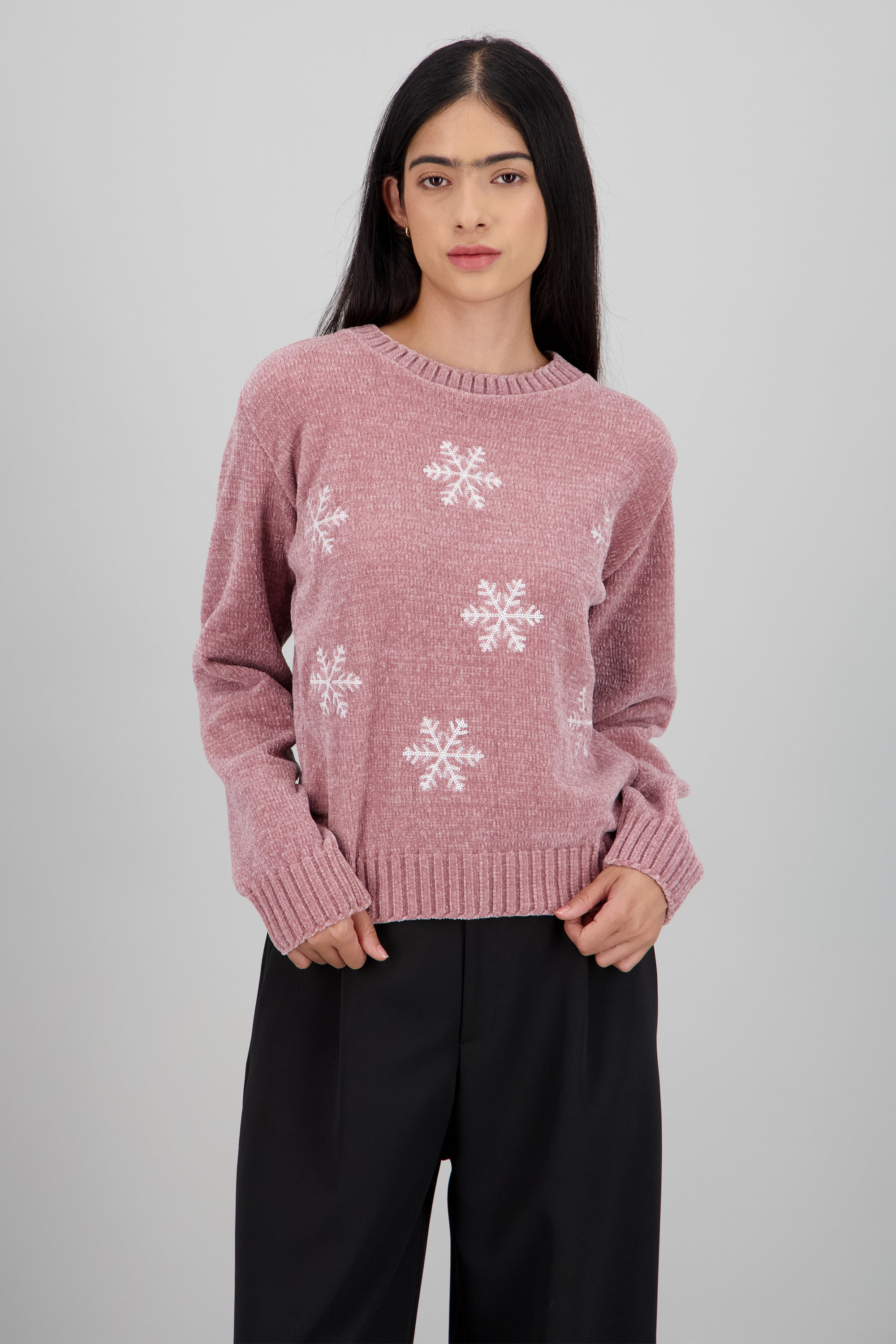 Sueter navideño copos ROSA