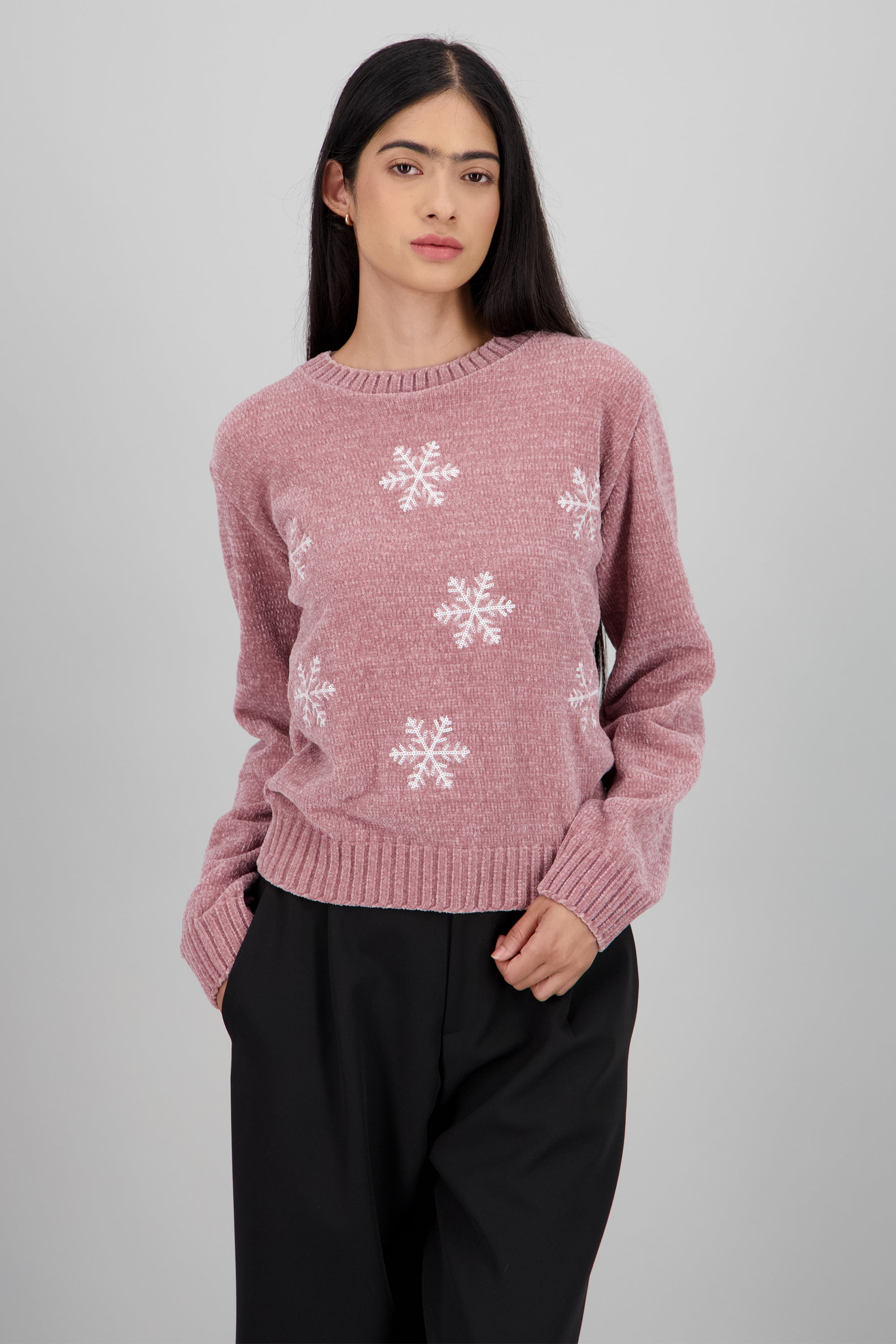 Sueter navideño copos ROSA