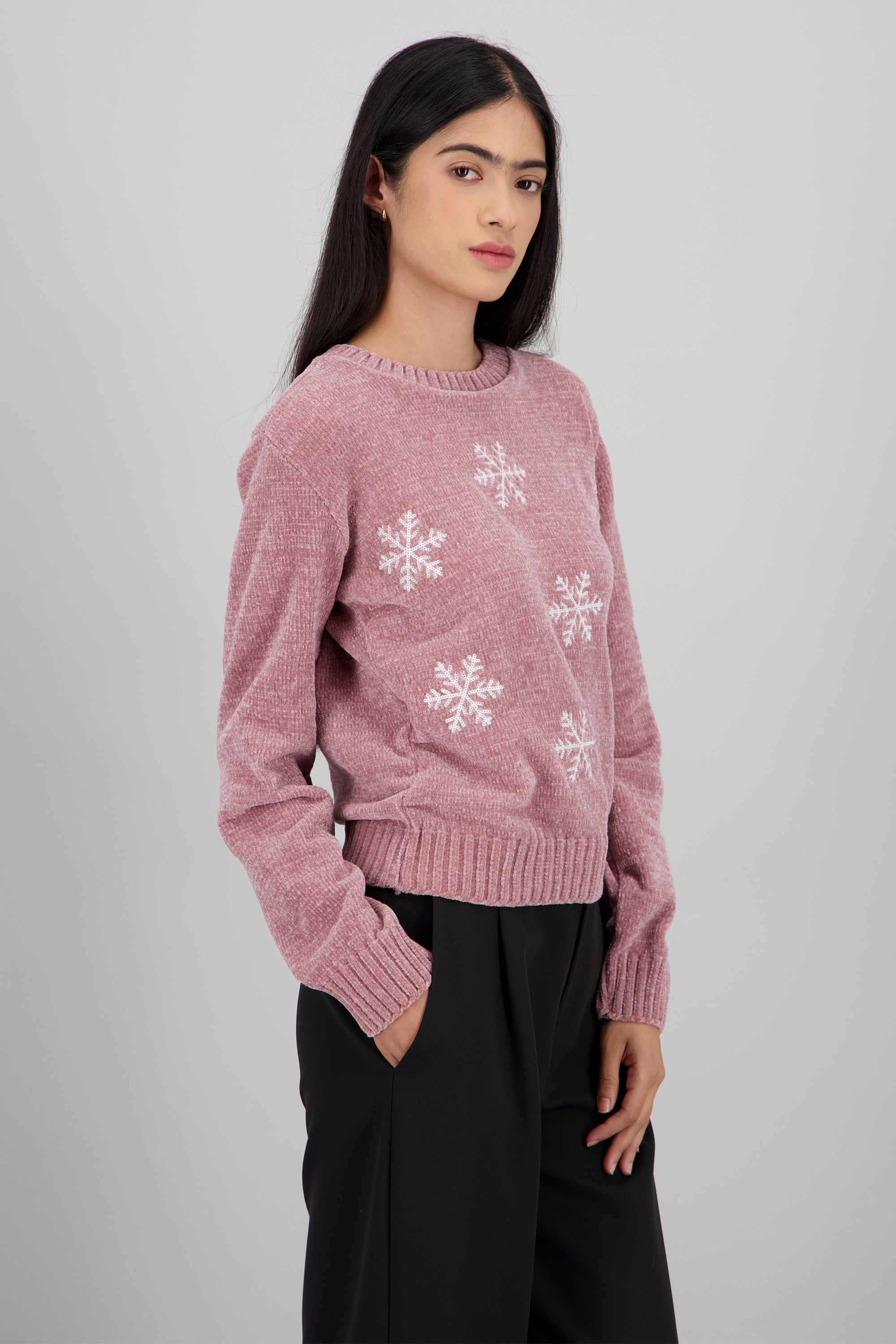 Sueter navideño copos ROSA