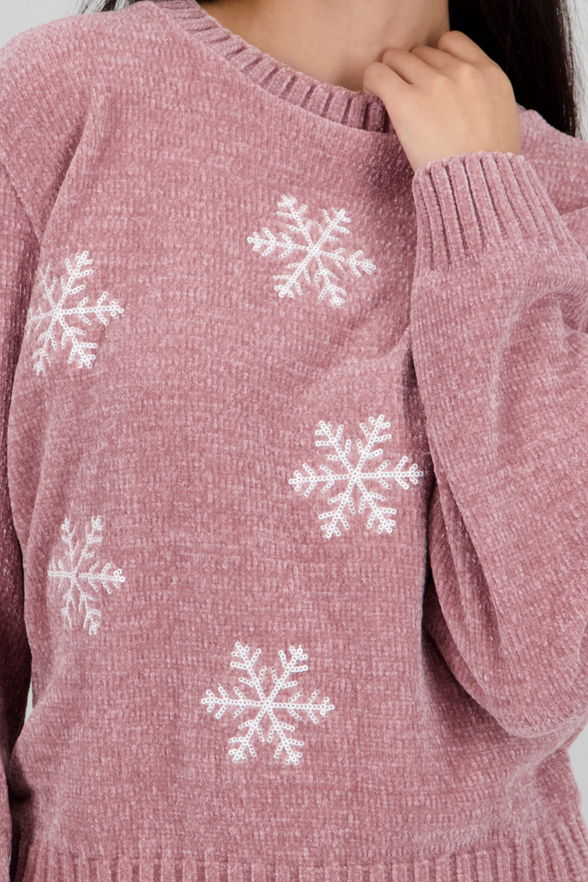 Sueter navideño copos ROSA