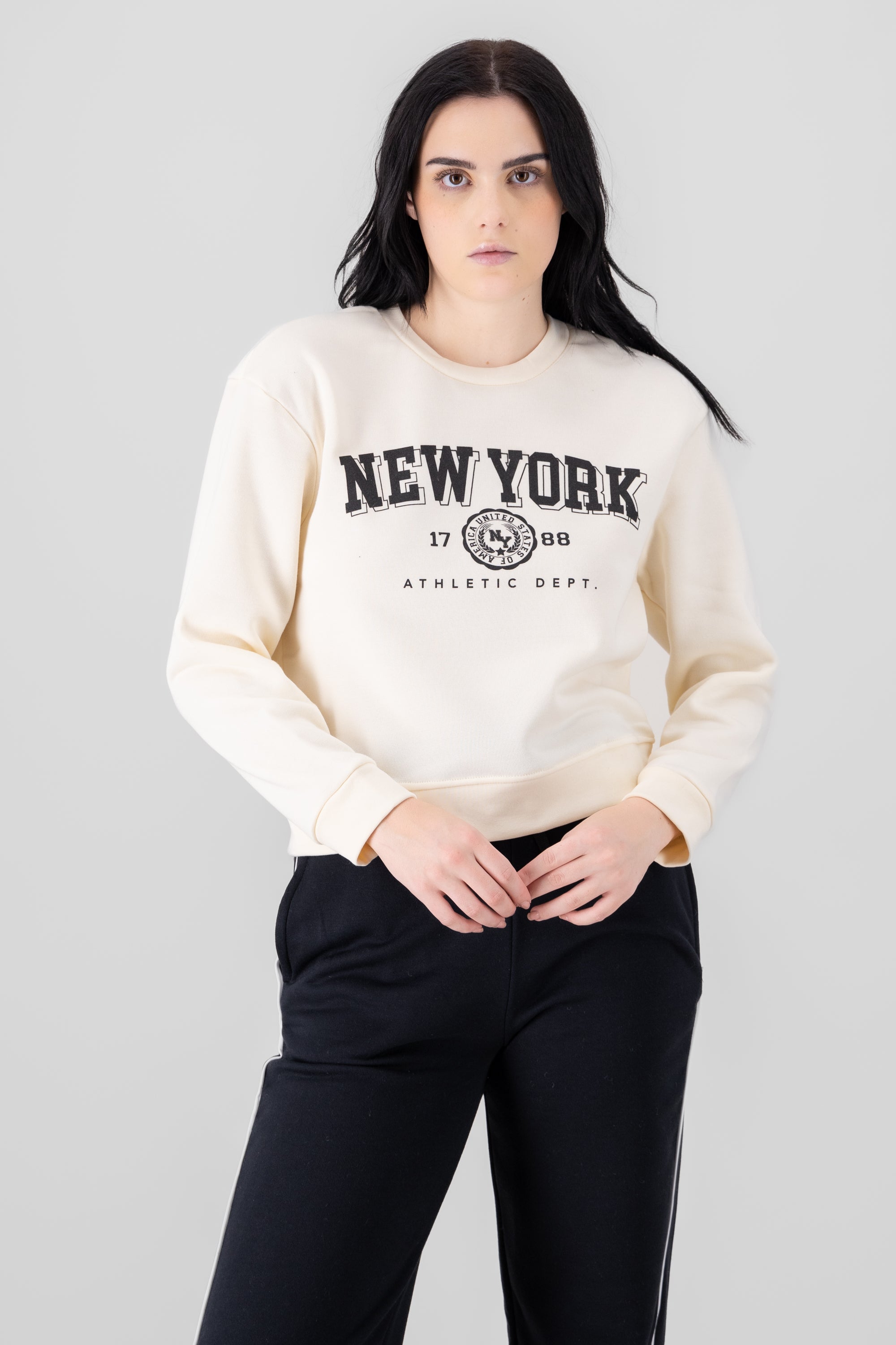 Sudadera estampado new york CREMA