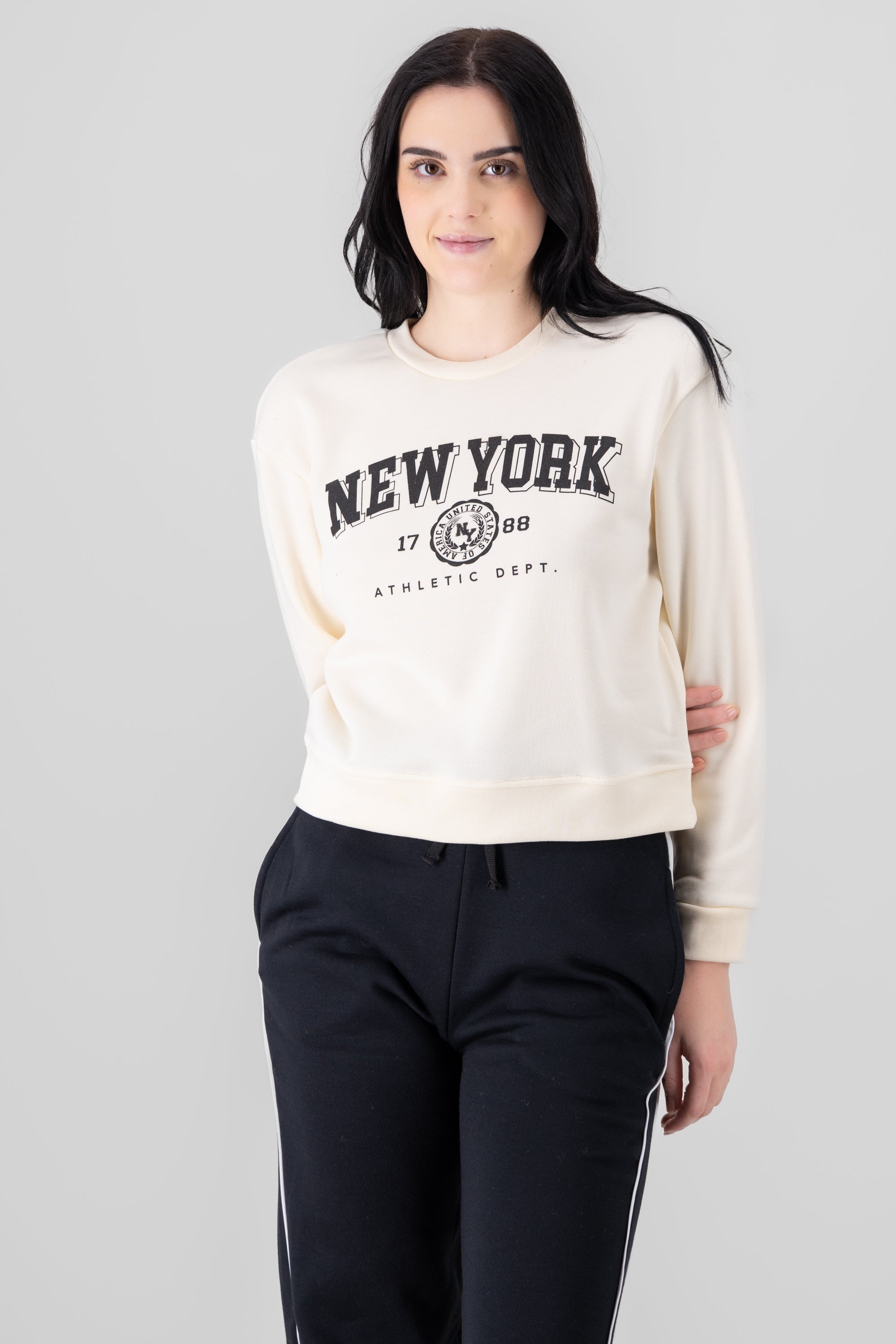 Sudadera estampado new york CREMA