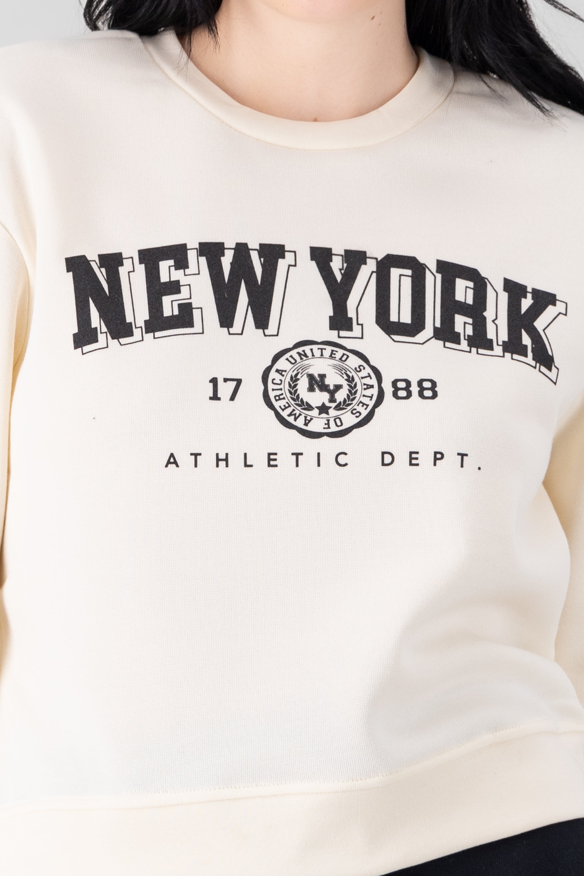 Sudadera estampado new york CREMA