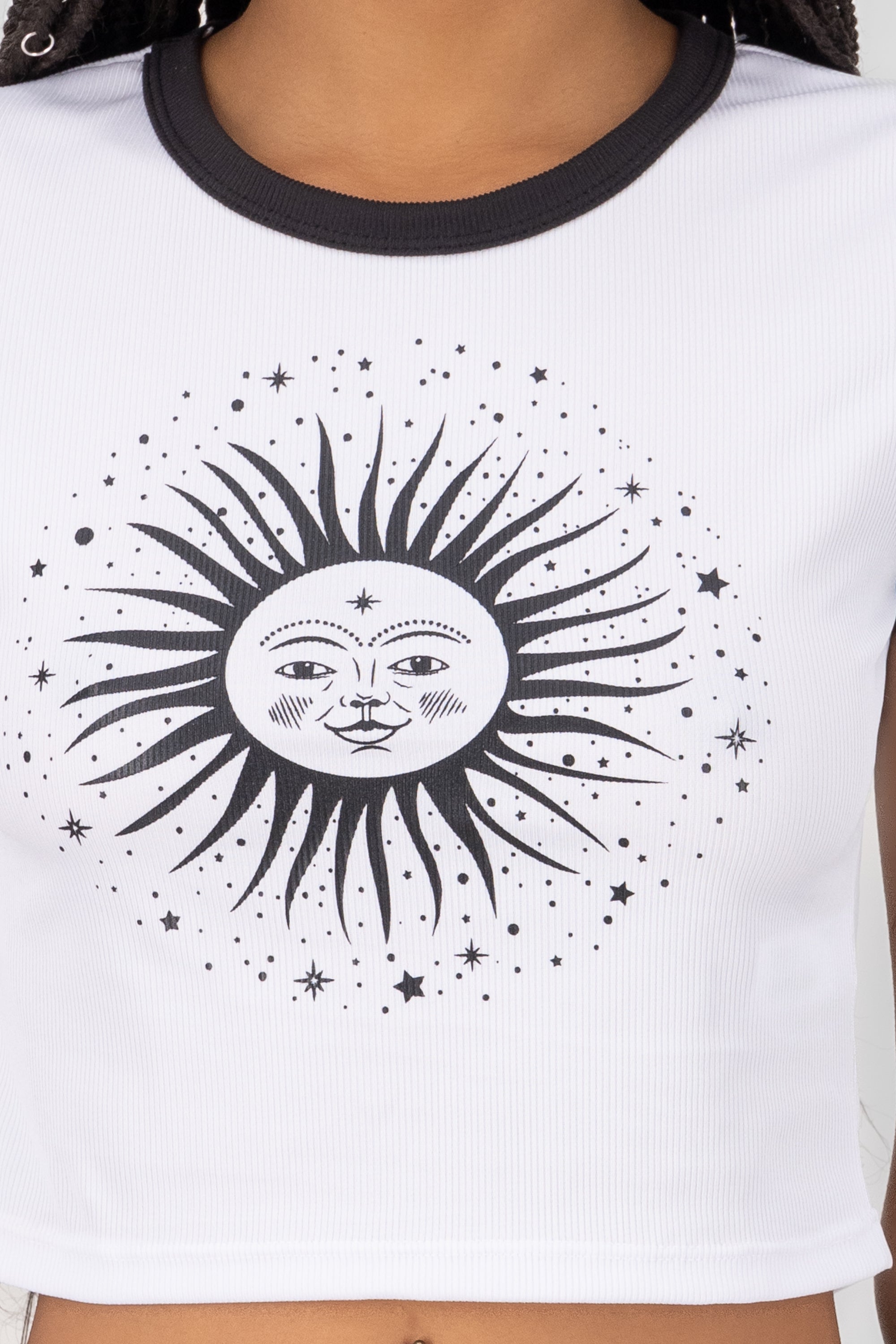 Playera crop contraste sol BLANCO