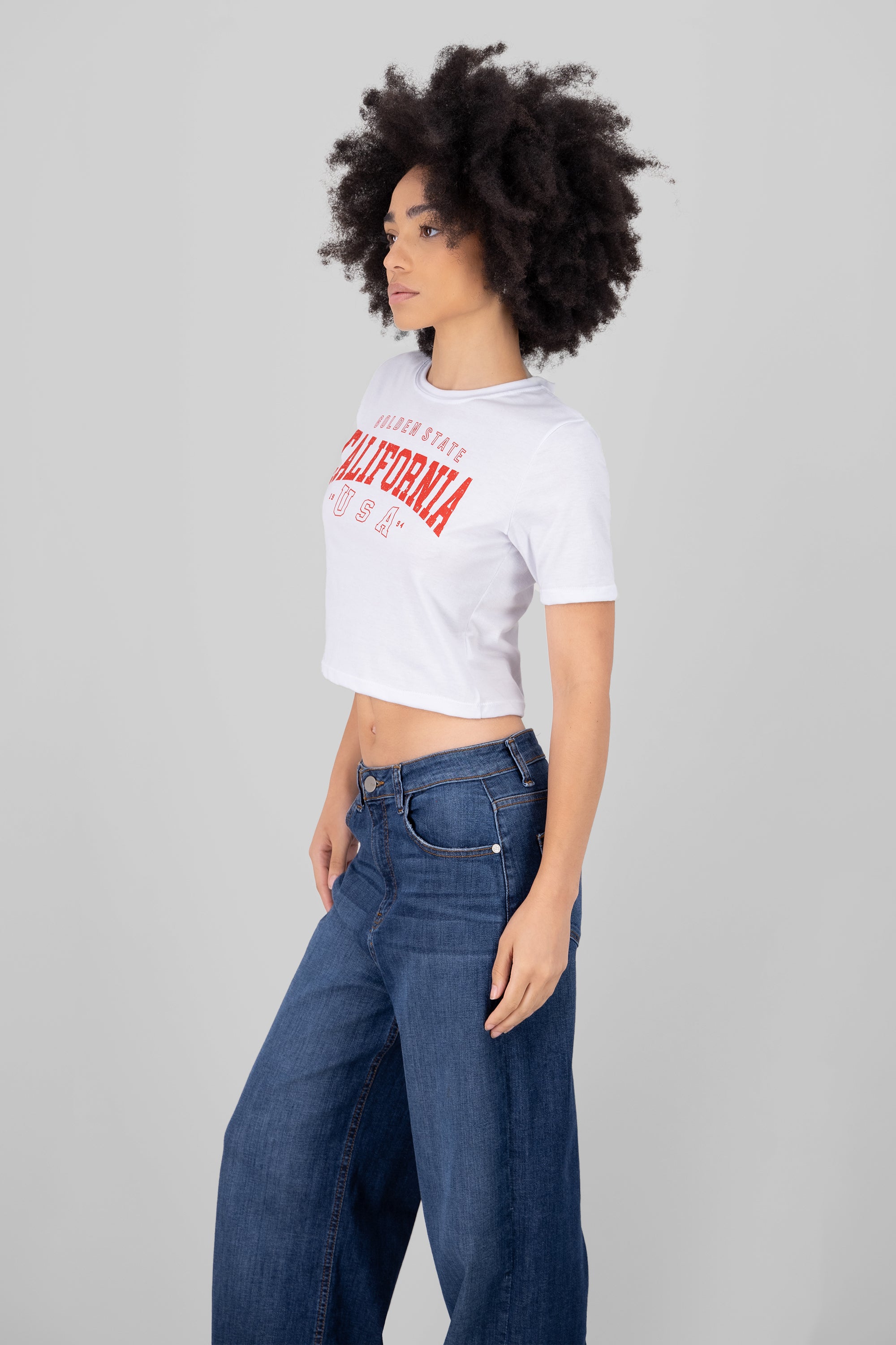 Playera crop california BLANCO