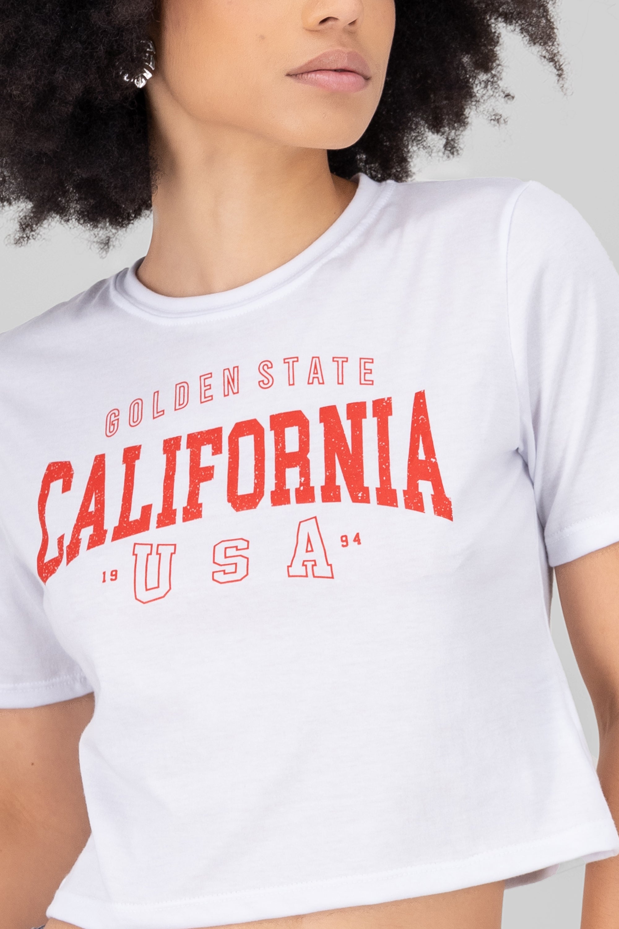 Playera crop california BLANCO