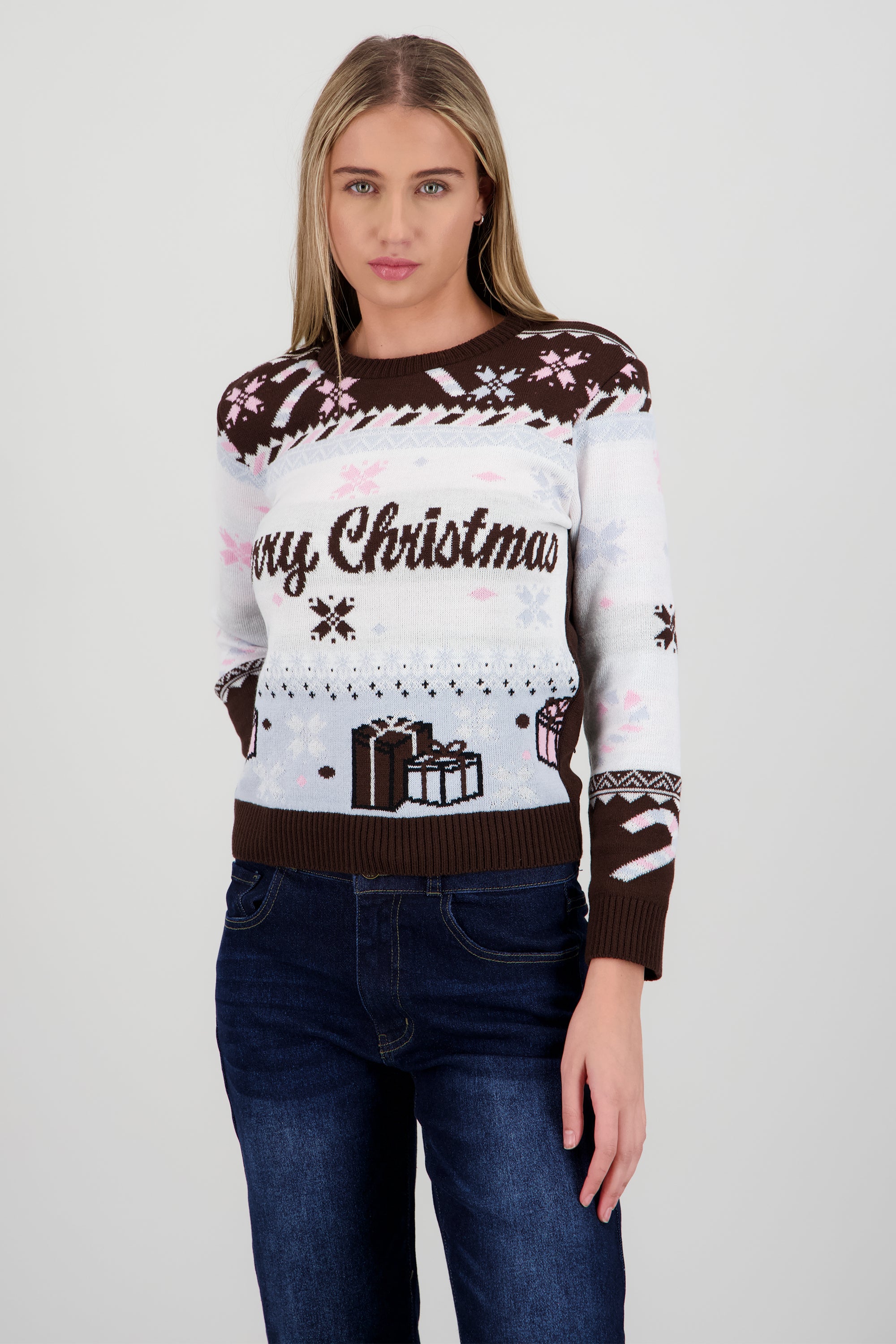 Sueter navideño merry AZUL COMBO