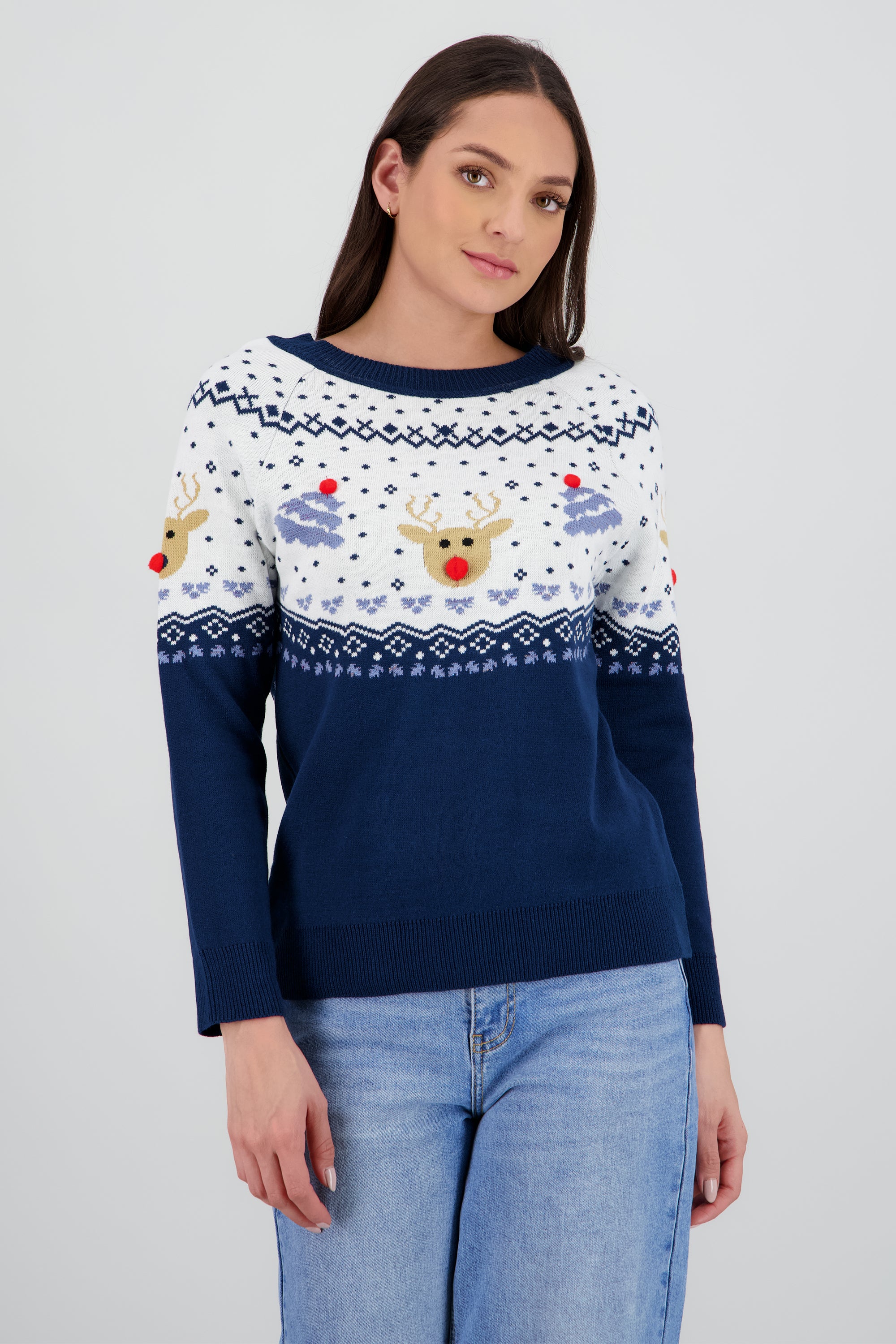 Sueter reno pino detalle pompon MARINO COMBO