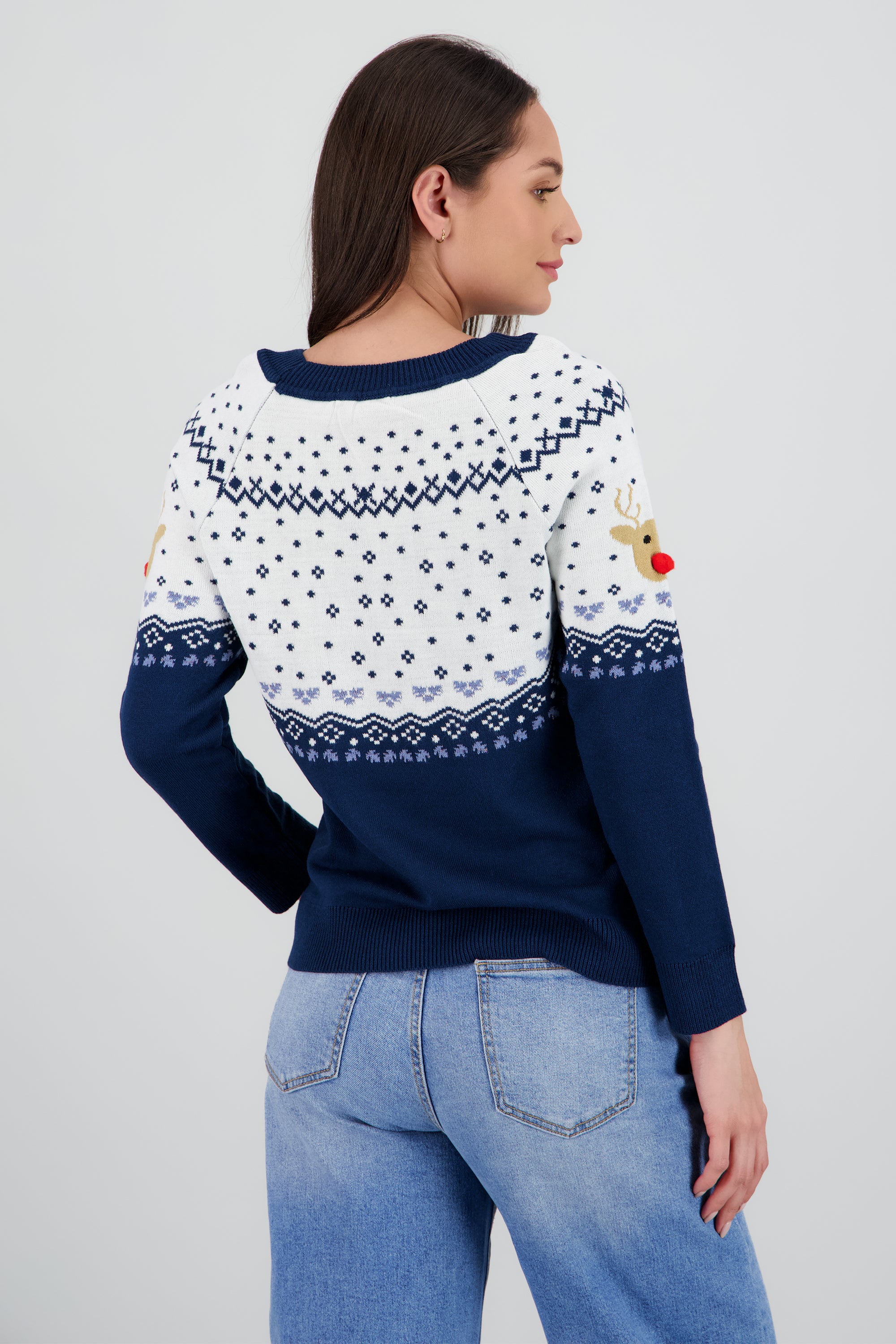 Sueter reno pino detalle pompon MARINO COMBO