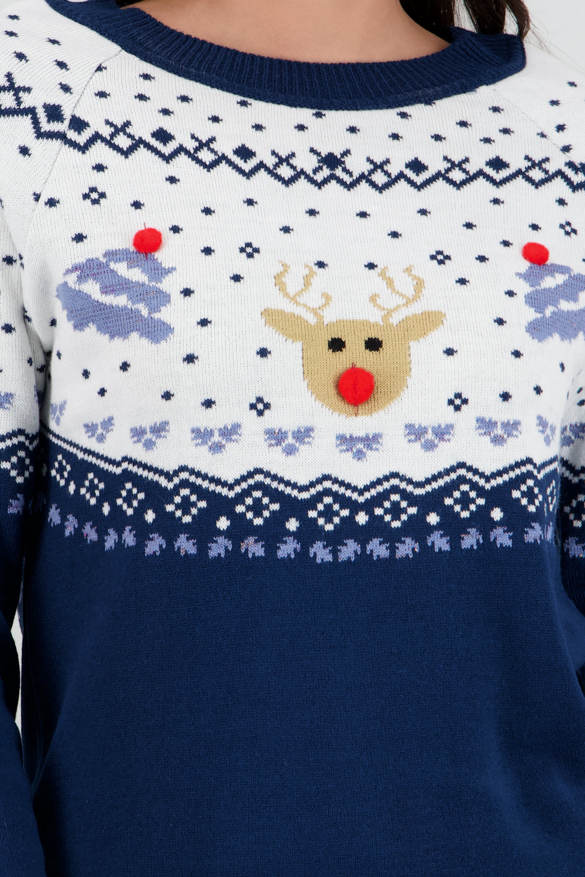 Sueter reno pino detalle pompon MARINO COMBO