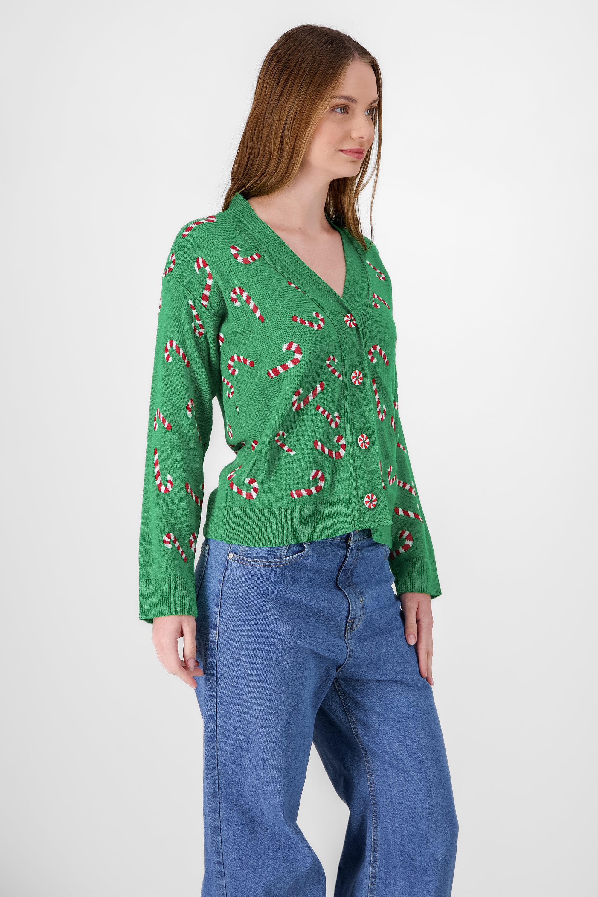 Cardigan navidad caramelos detalle botones VERDE COMBO