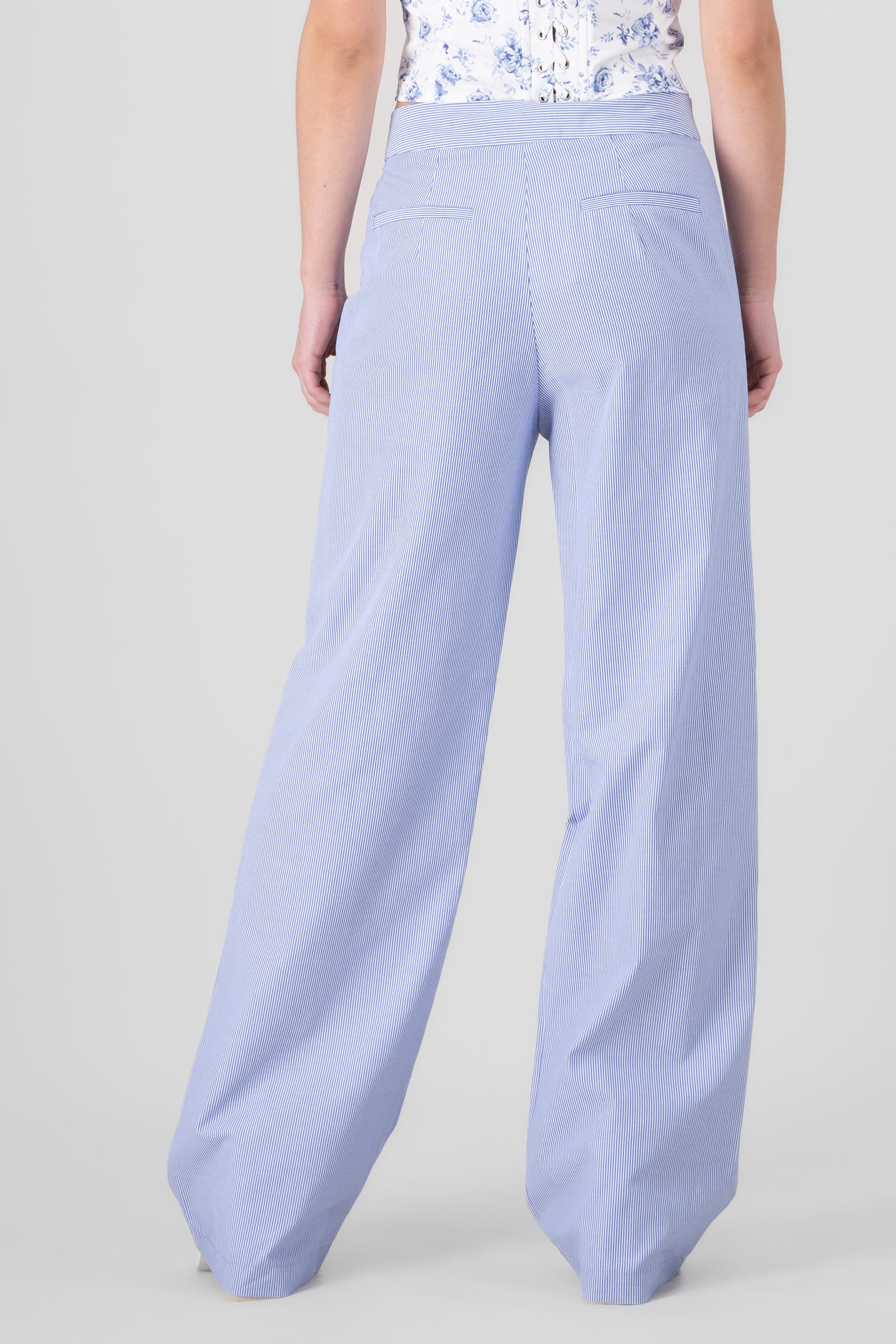 Pantalon recto detalle rayas AZUL COMBO