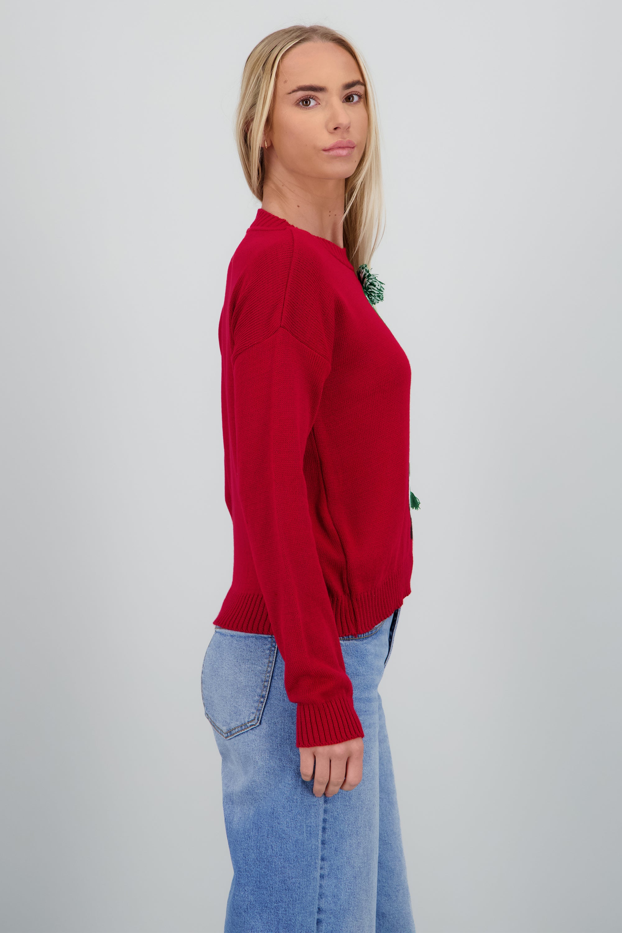 Sueter pingüino detalle pompon ROJO COMBO