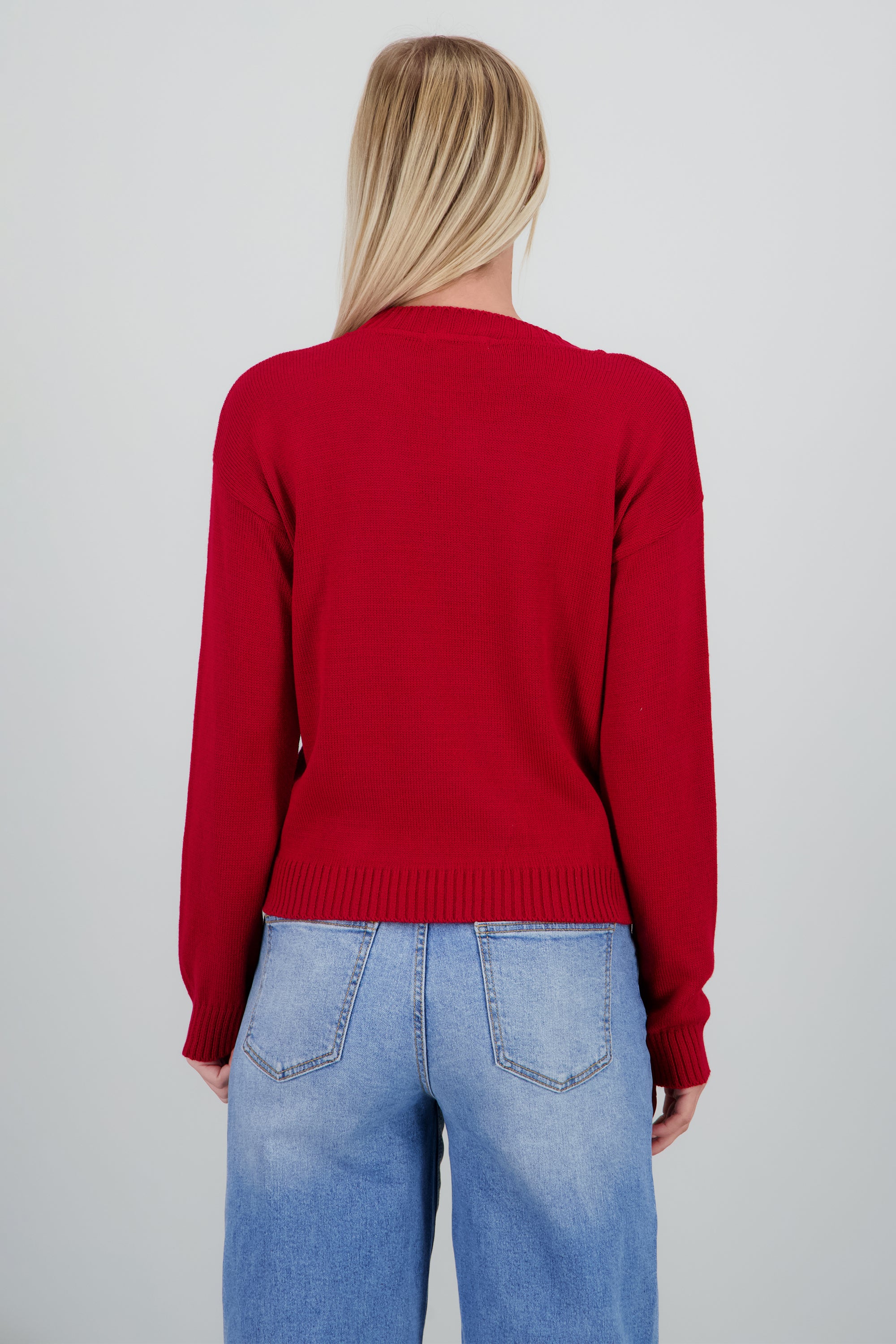 Sueter pingüino detalle pompon ROJO COMBO