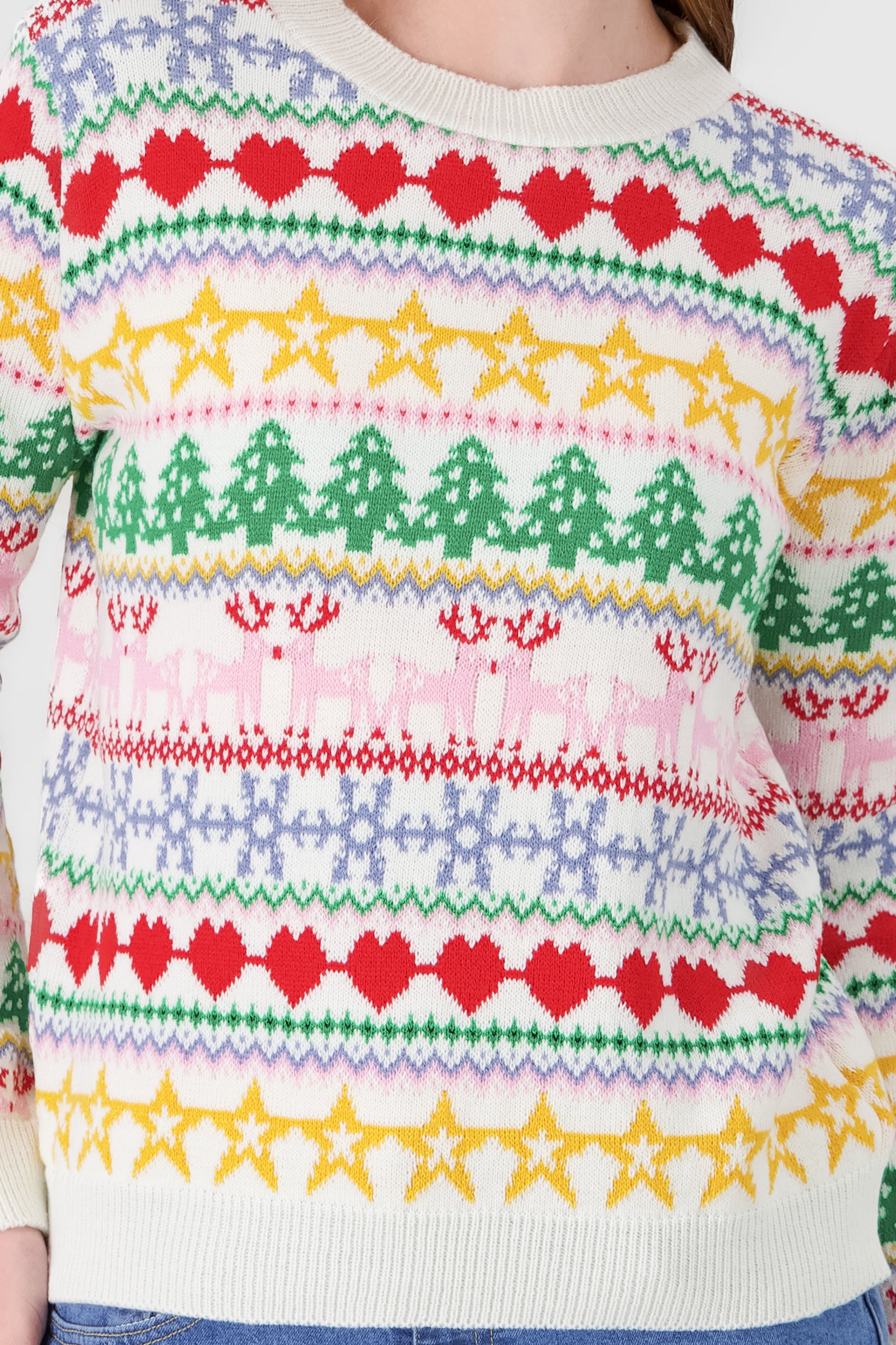 Sueter navideño prints colores BLANCO COMBO