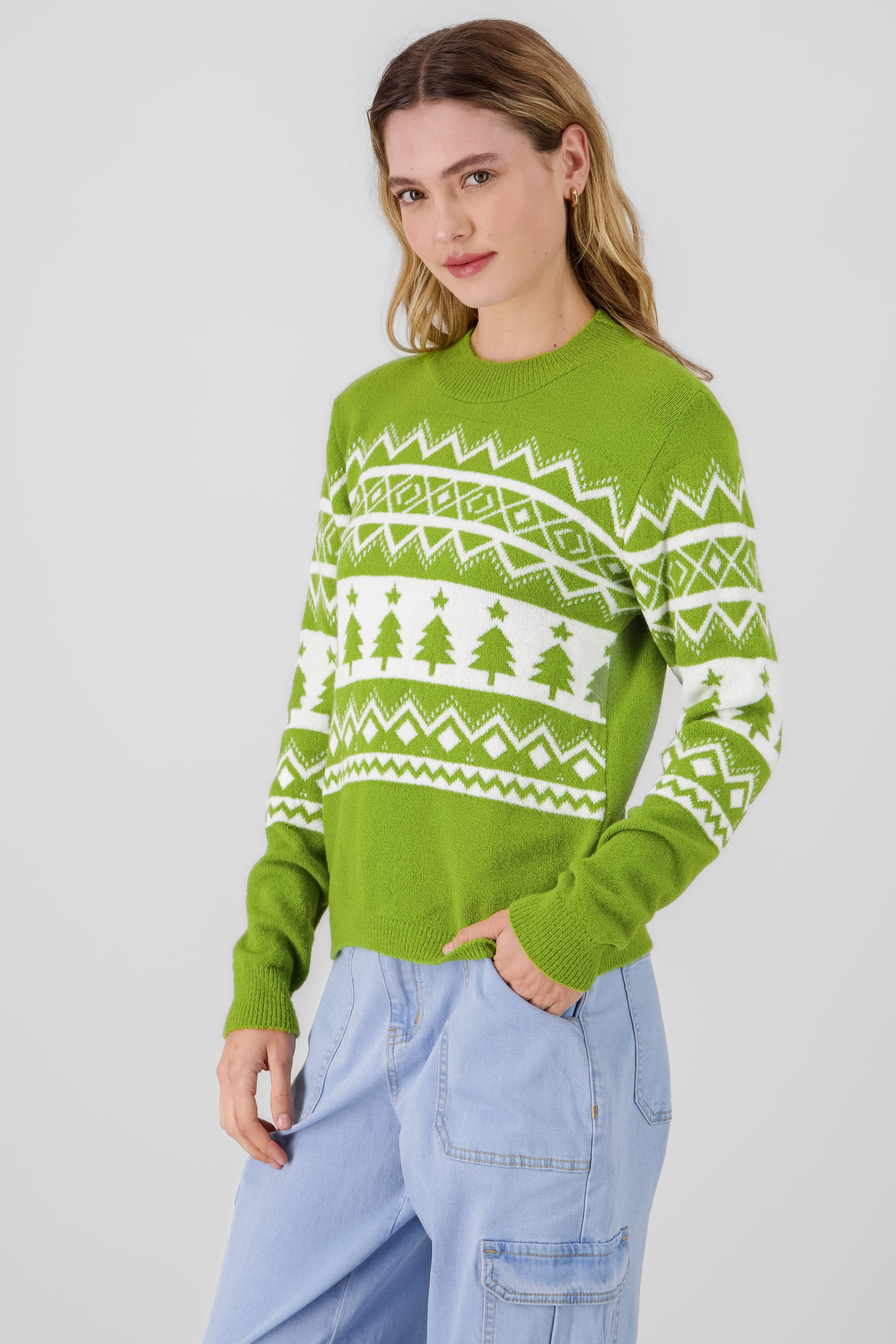 Sueter grecas arboles navidad VERDE COMBO