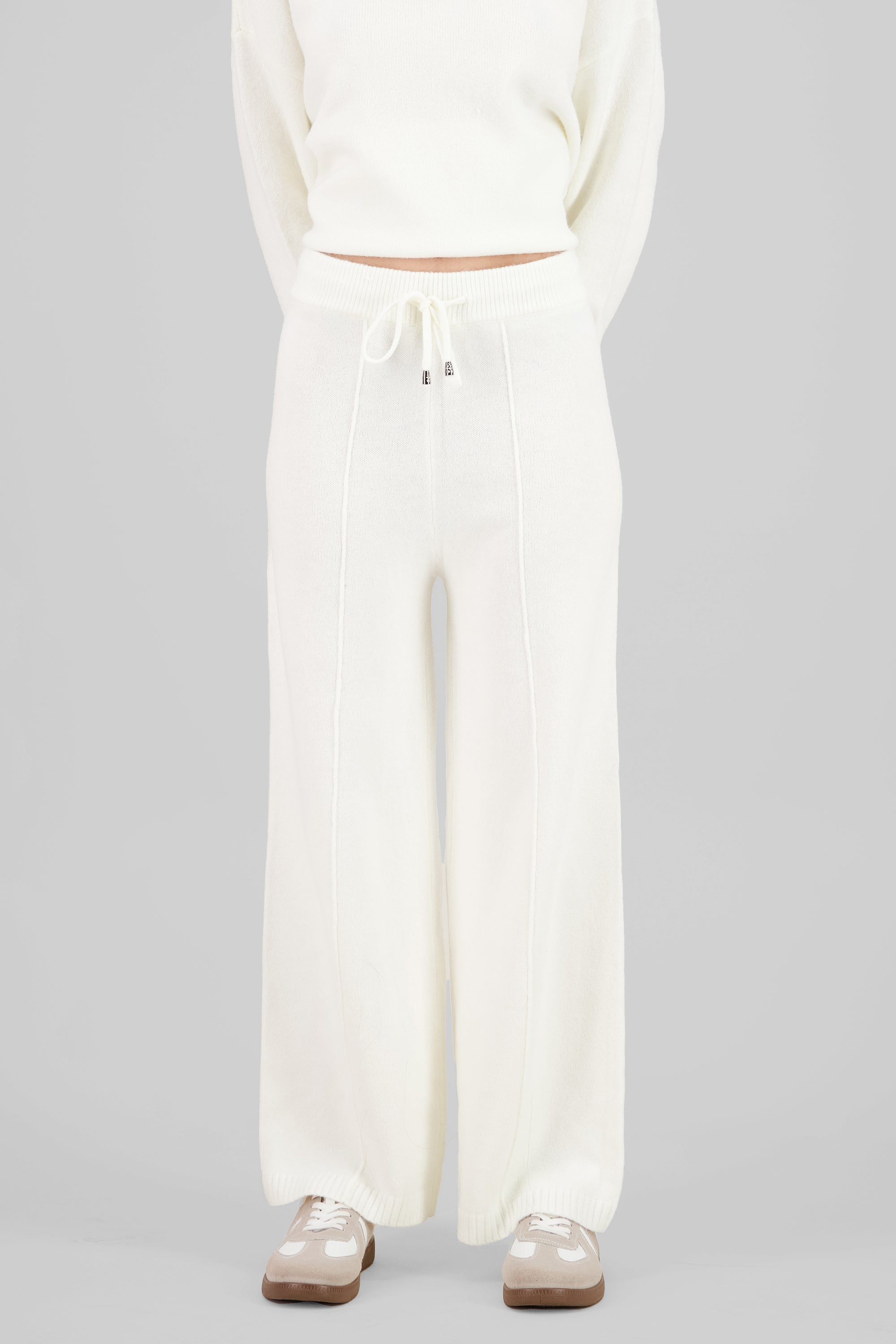 Pantalon wide leg tejido liso CREMA