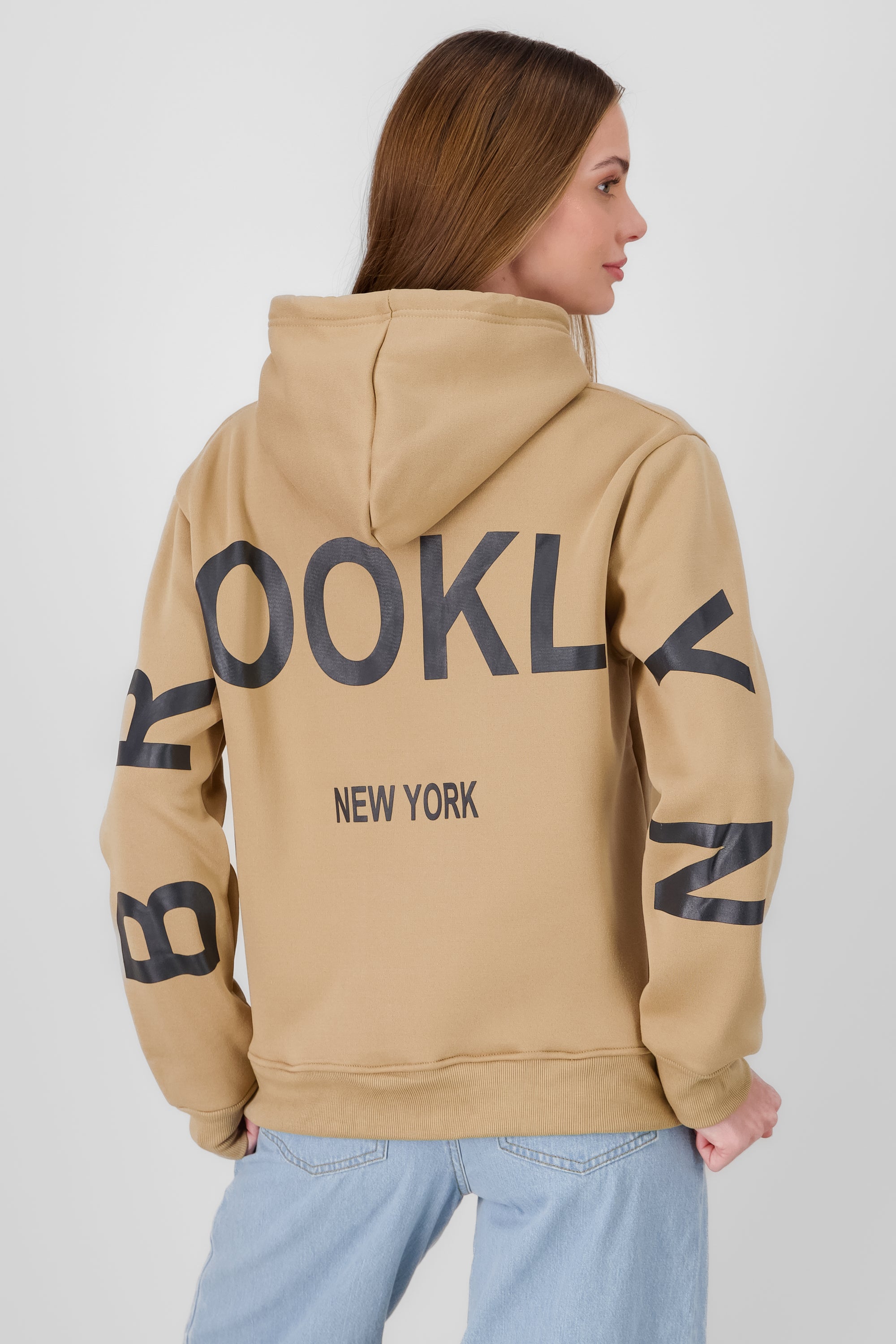 Sudadera de brooklyn new york con gorro KHAKI