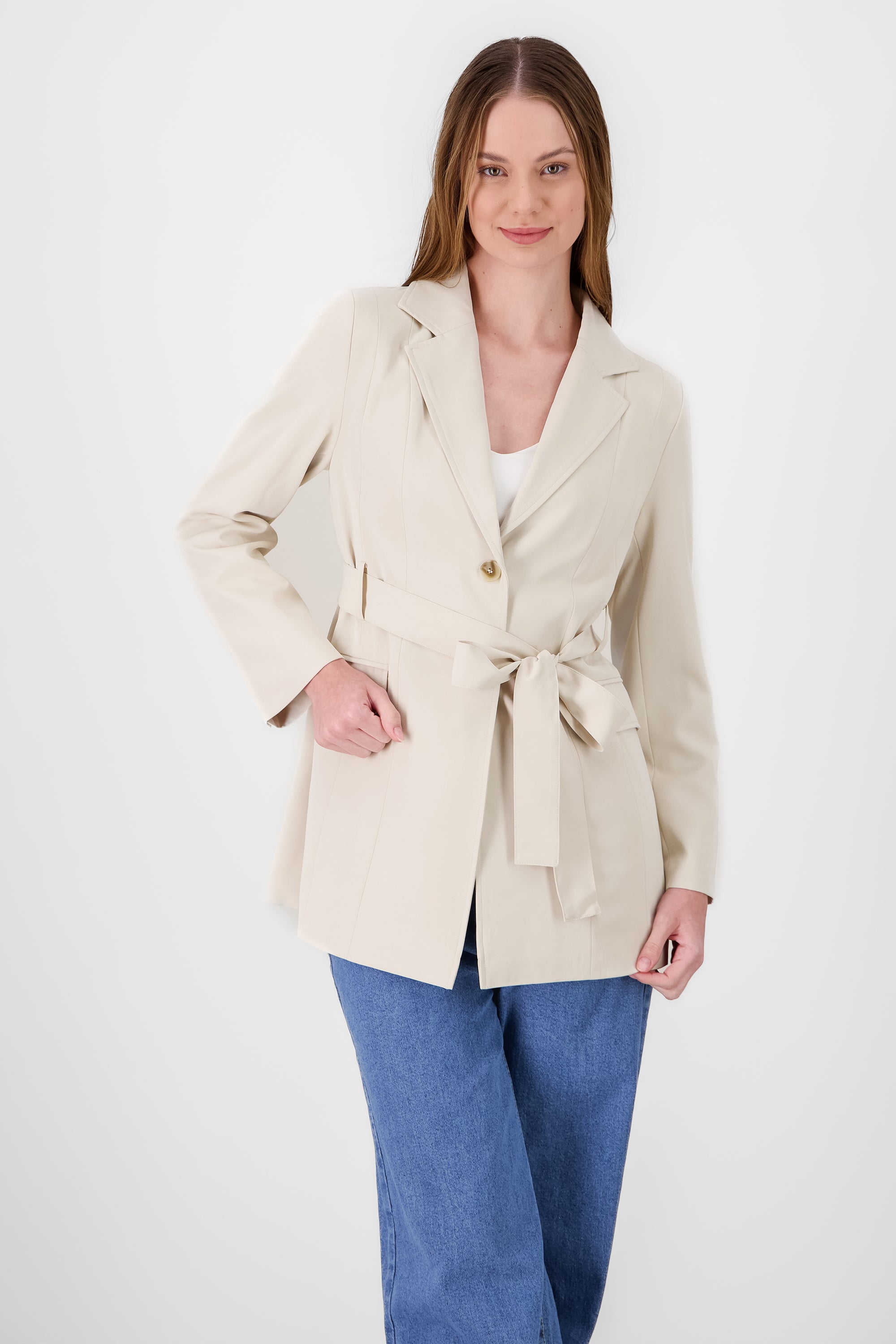 Saco largo con cinto BEIGE