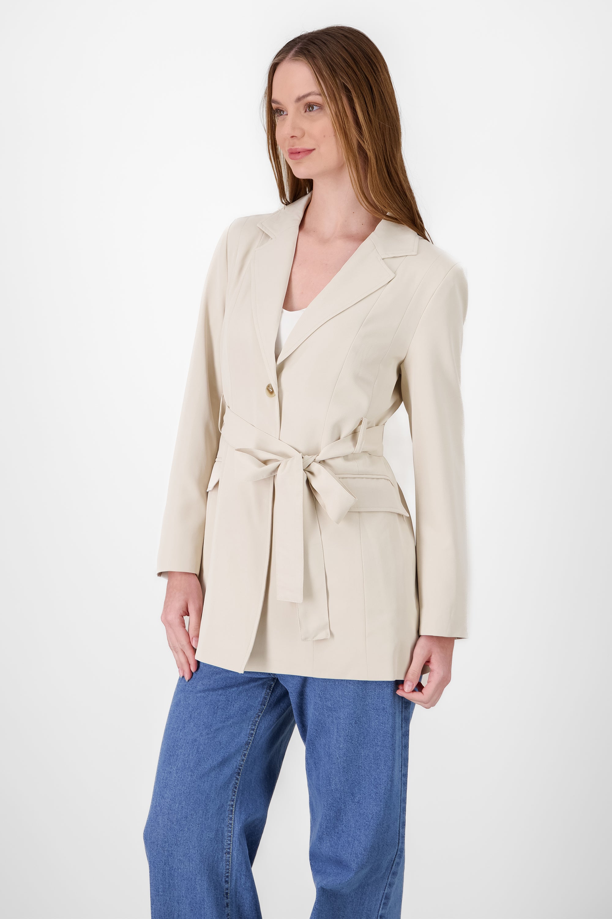 Saco largo con cinto BEIGE