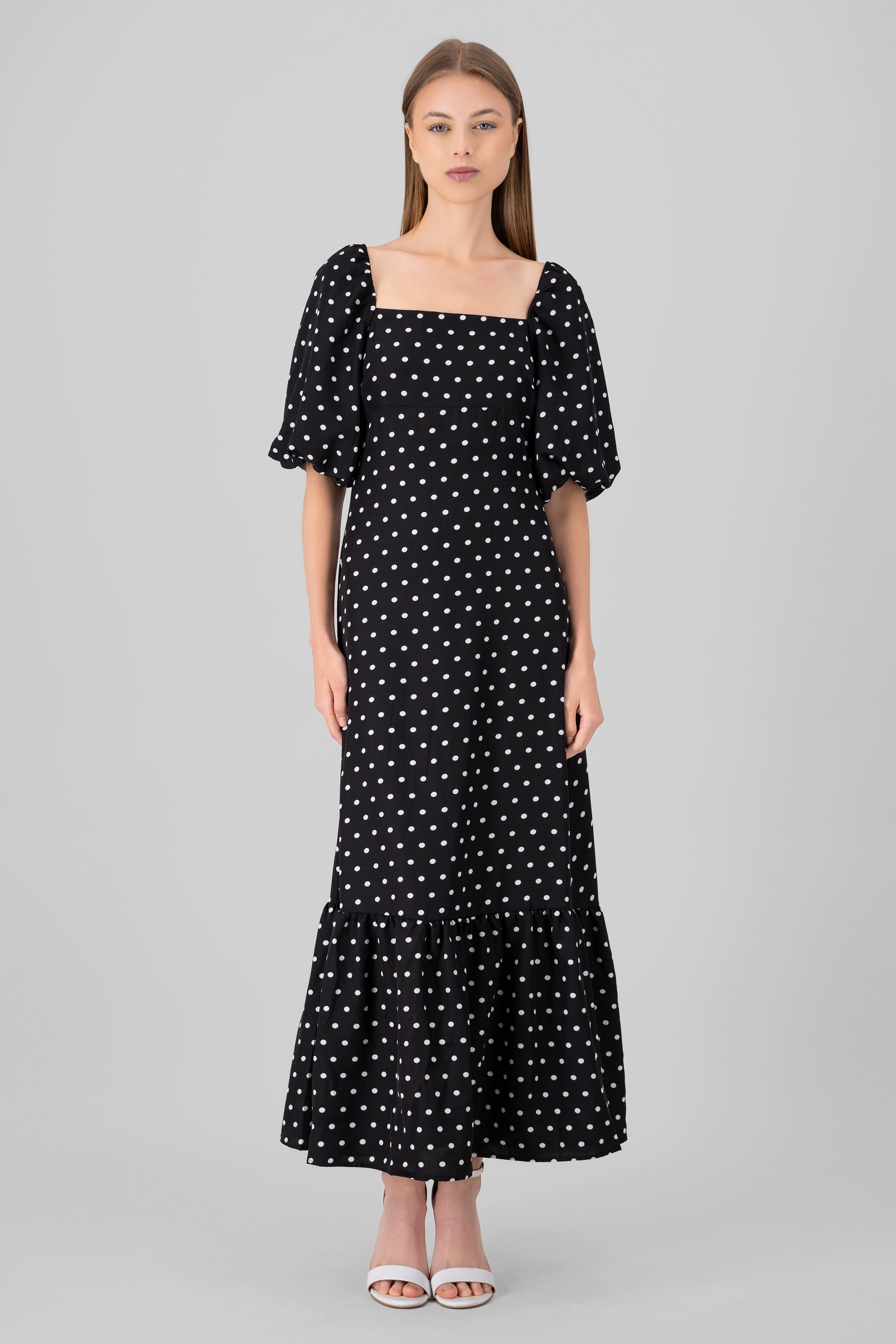 Maxi vestido polkas NEGRO COMBO