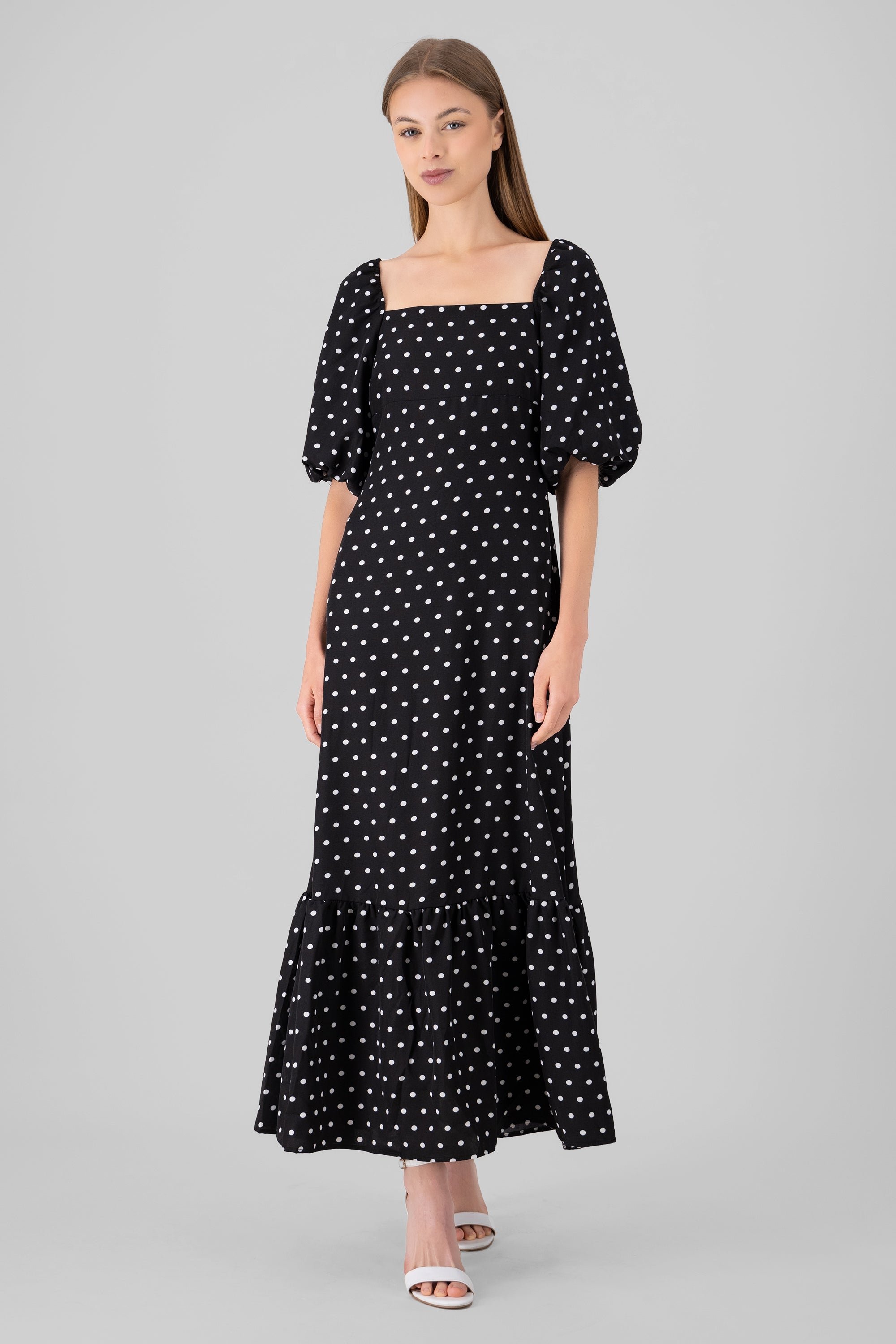 Maxi vestido polkas NEGRO COMBO