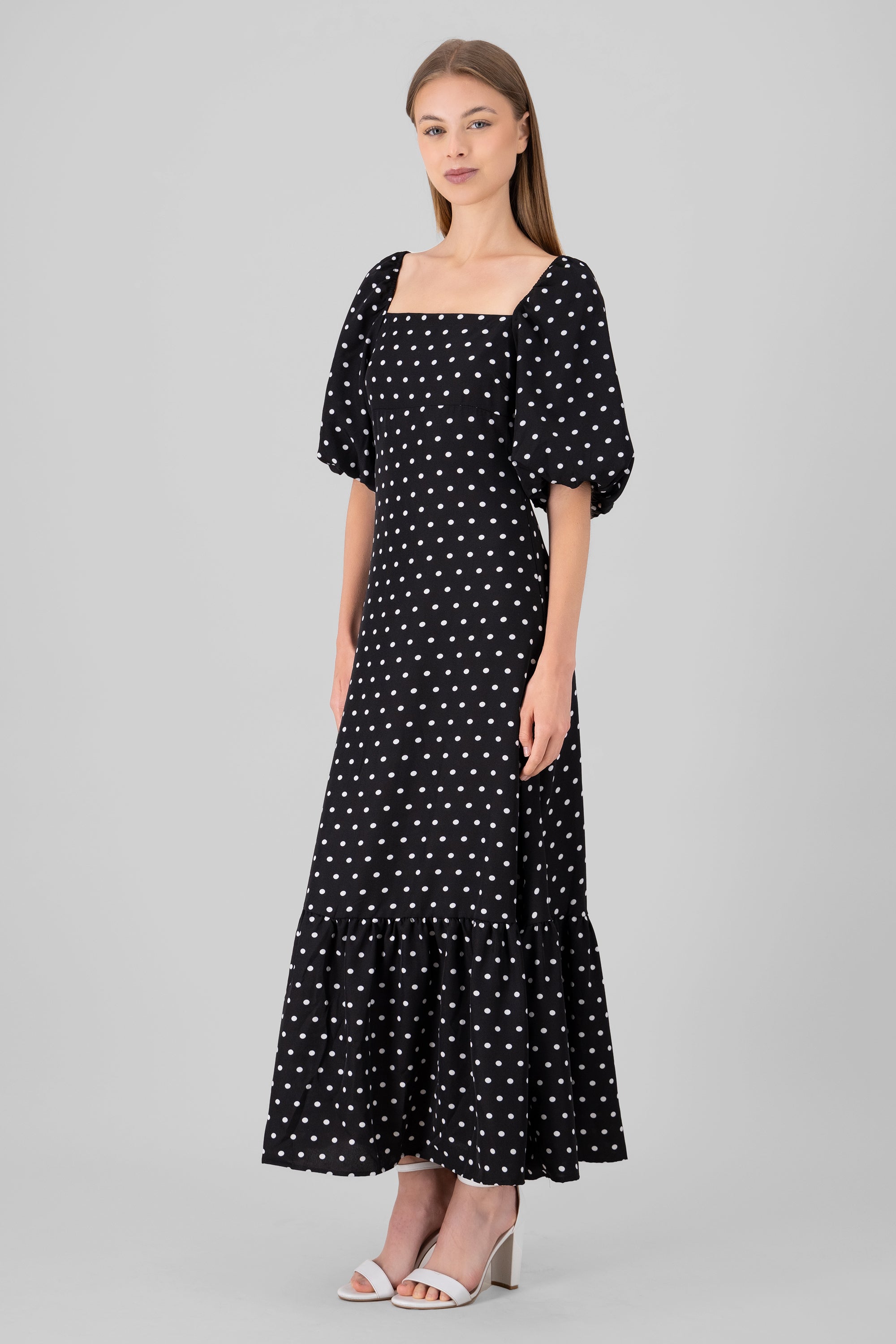 Maxi vestido polkas NEGRO COMBO